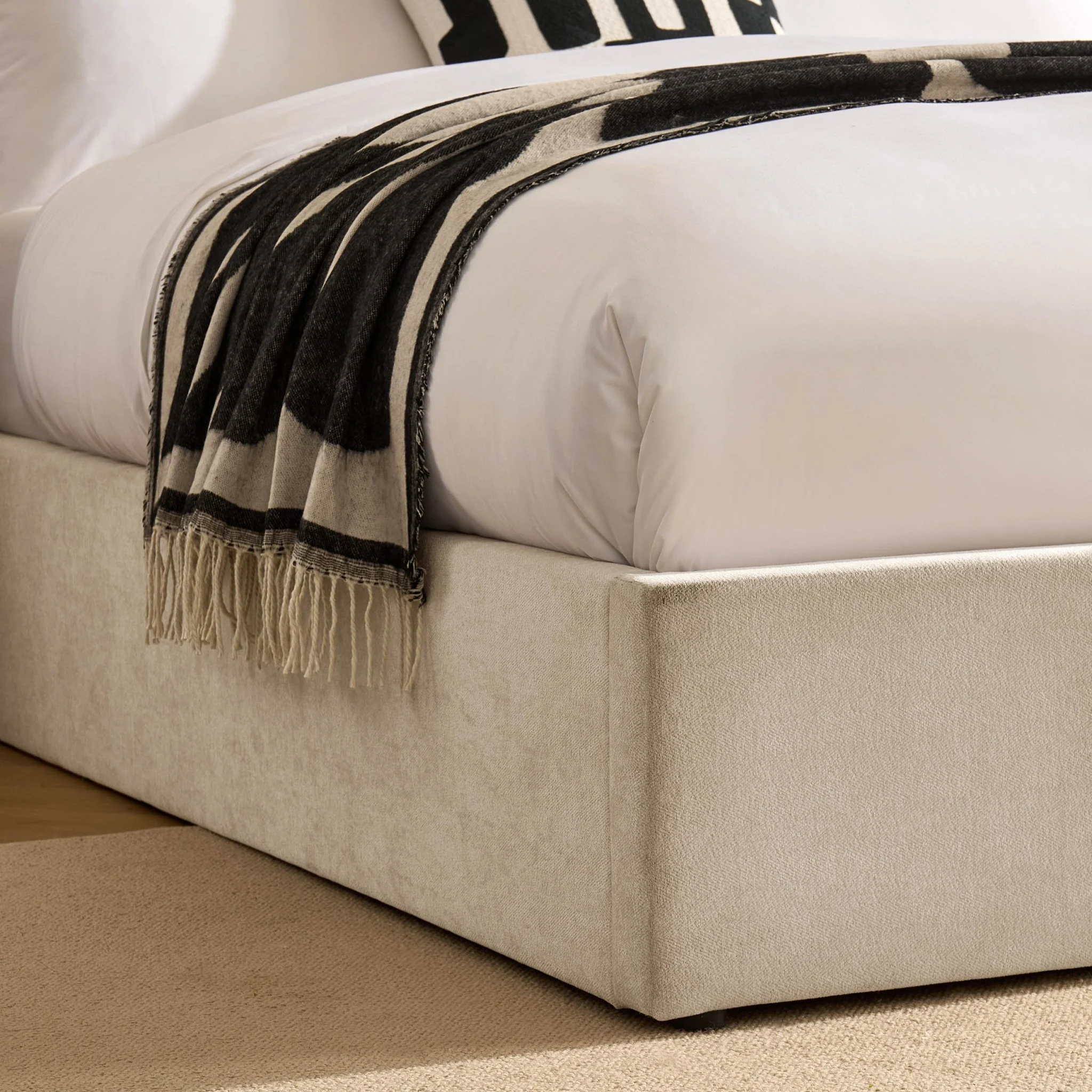 Melrose Ottoman Storage Bed - Chenille Ivory - Image 6
