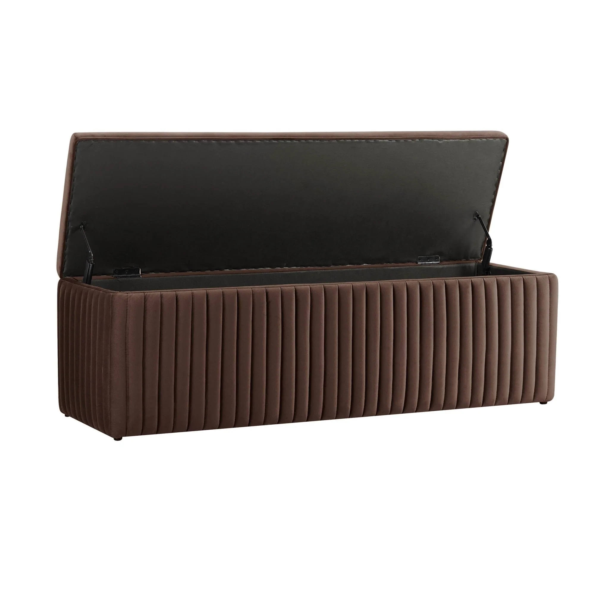 Melrose Ribbed Ottoman Storage Bench - Cappuccino - Image 2