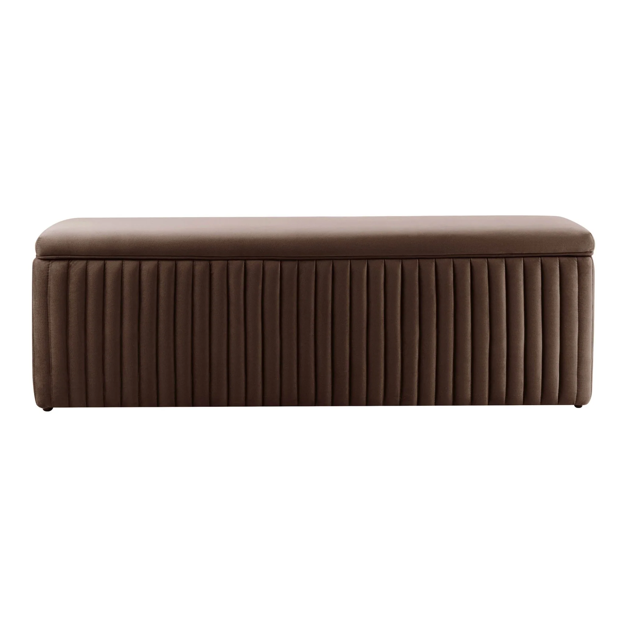 Melrose Ribbed Ottoman Storage Bench - Cappuccino - Image 3