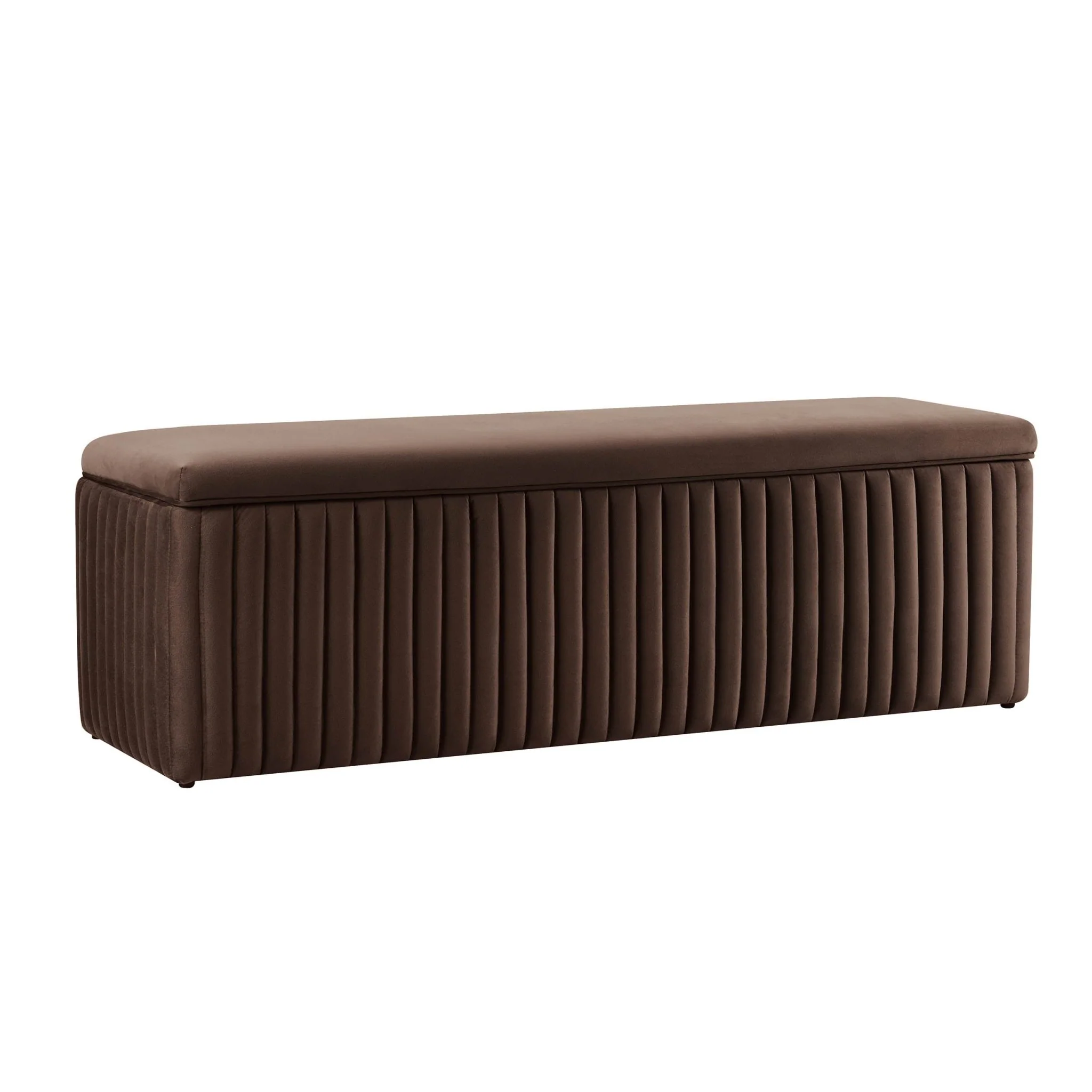 Melrose Ribbed Ottoman Storage Bench - Cappuccino - Image 4