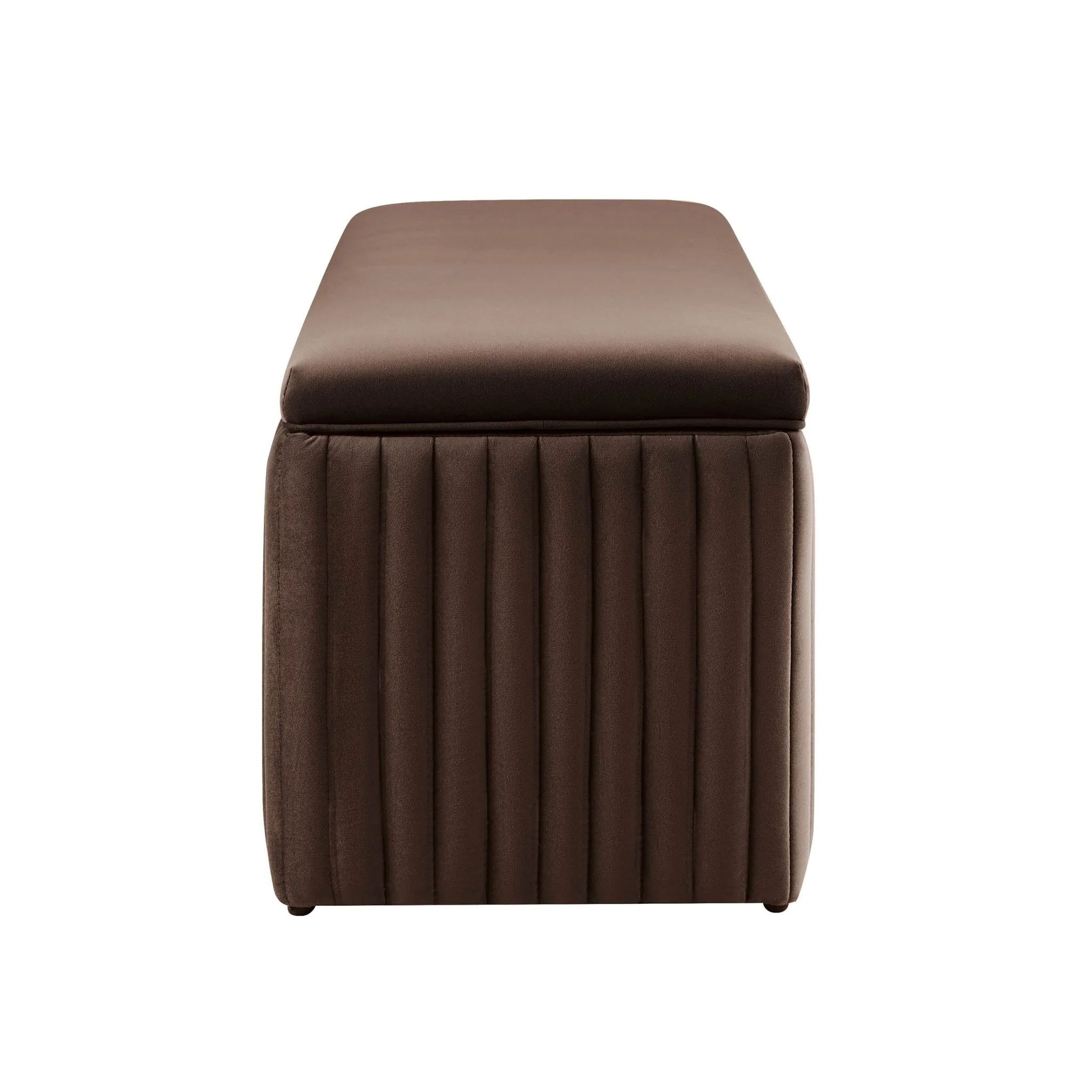 Melrose Ribbed Ottoman Storage Bench - Cappuccino - Image 5