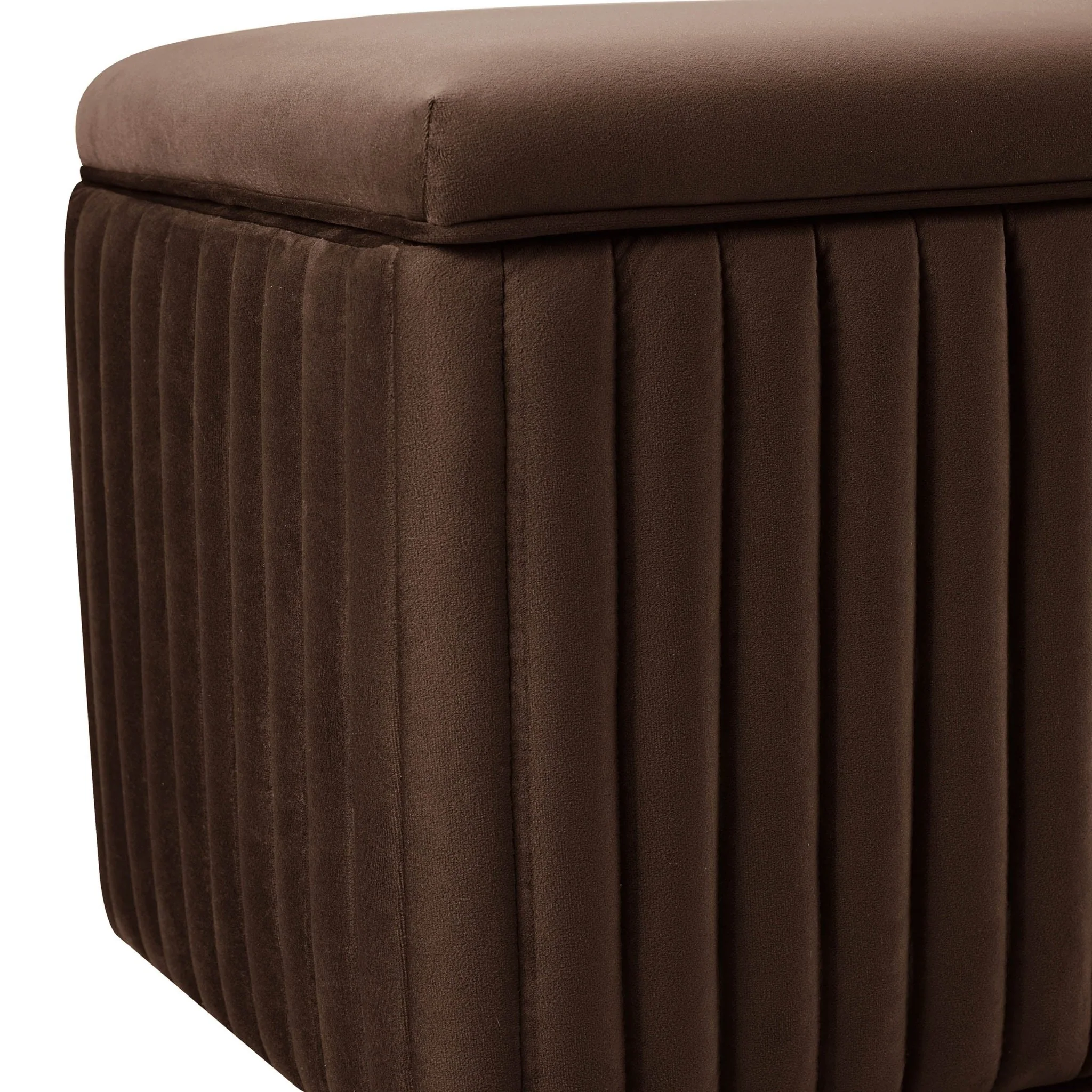 Melrose Ribbed Ottoman Storage Bench - Cappuccino - Image 6