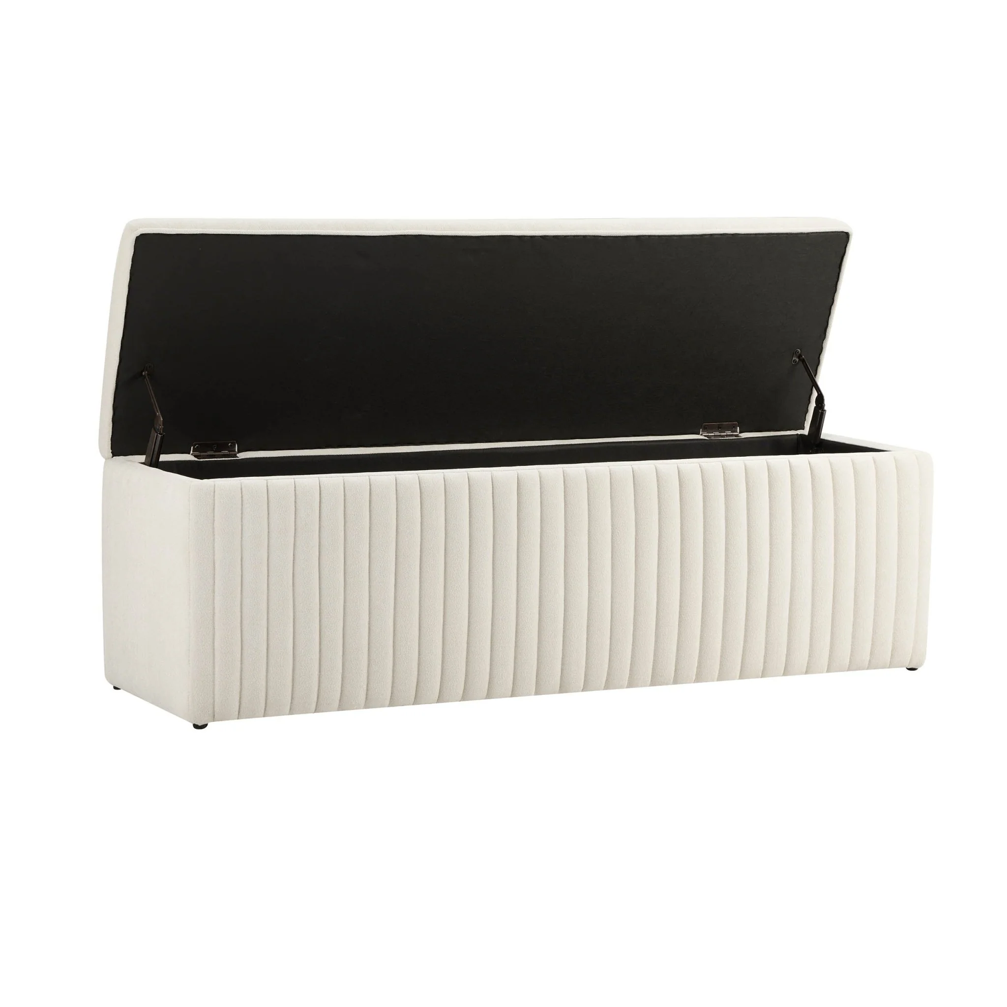 Melrose Ribbed Ottoman Storage Bench - Chenille Ivory - Image 2