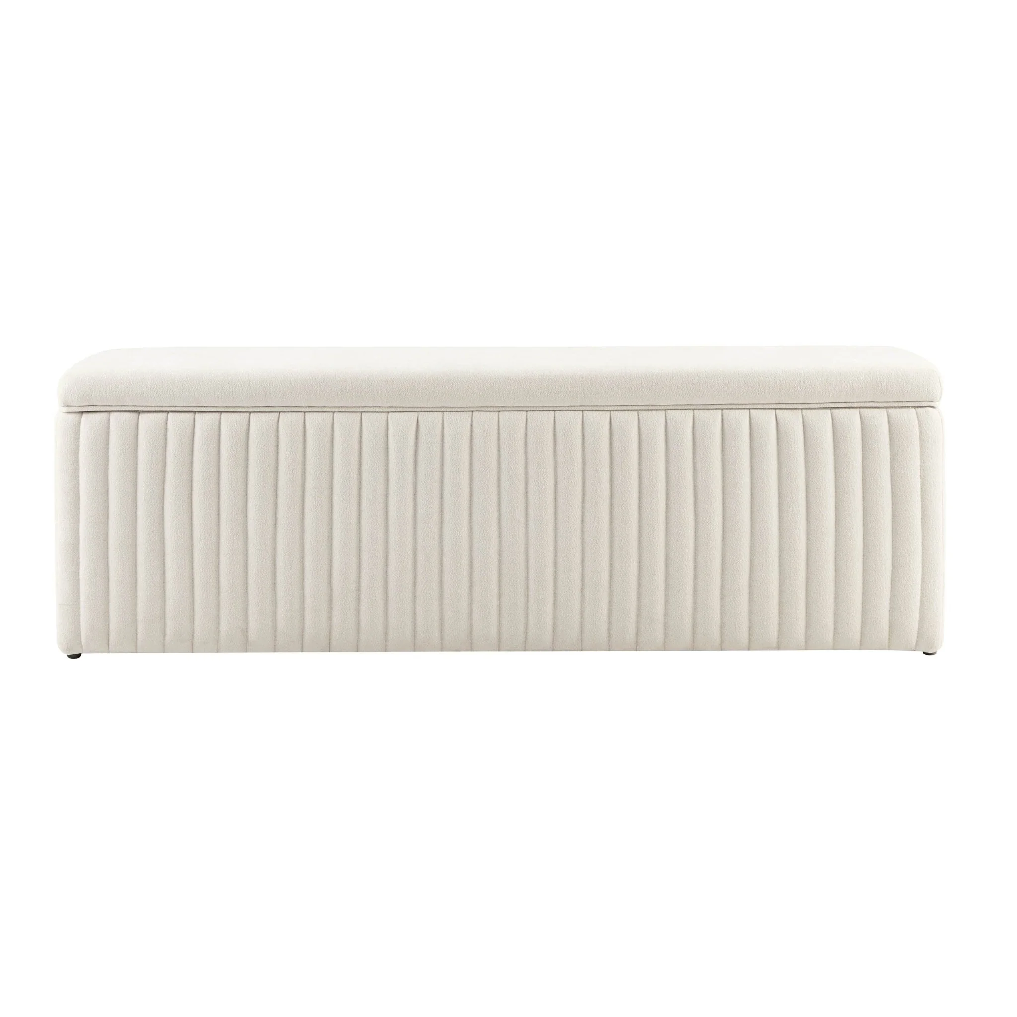 Melrose Ribbed Ottoman Storage Bench - Chenille Ivory - Image 3