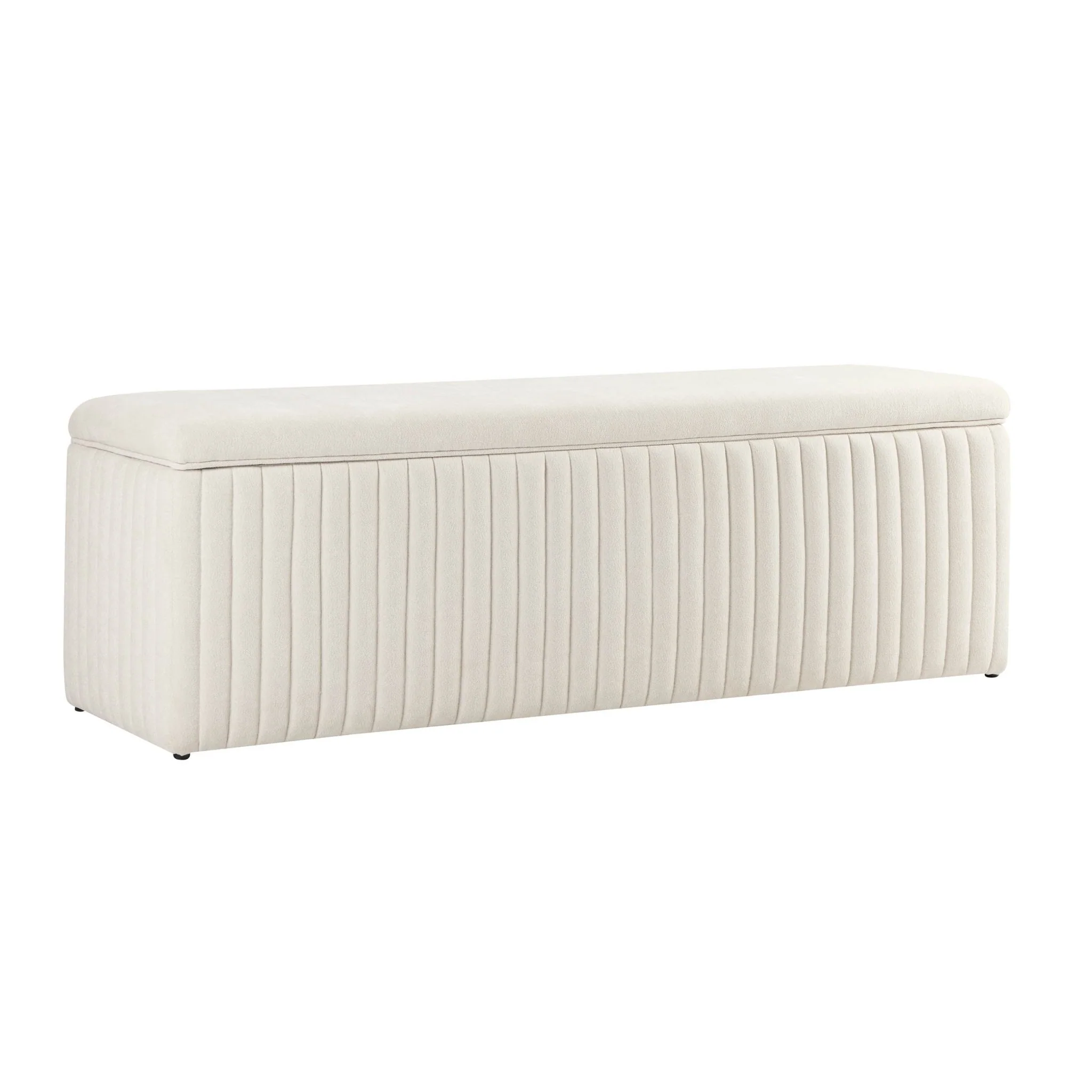 Melrose Ribbed Ottoman Storage Bench - Chenille Ivory - Image 4