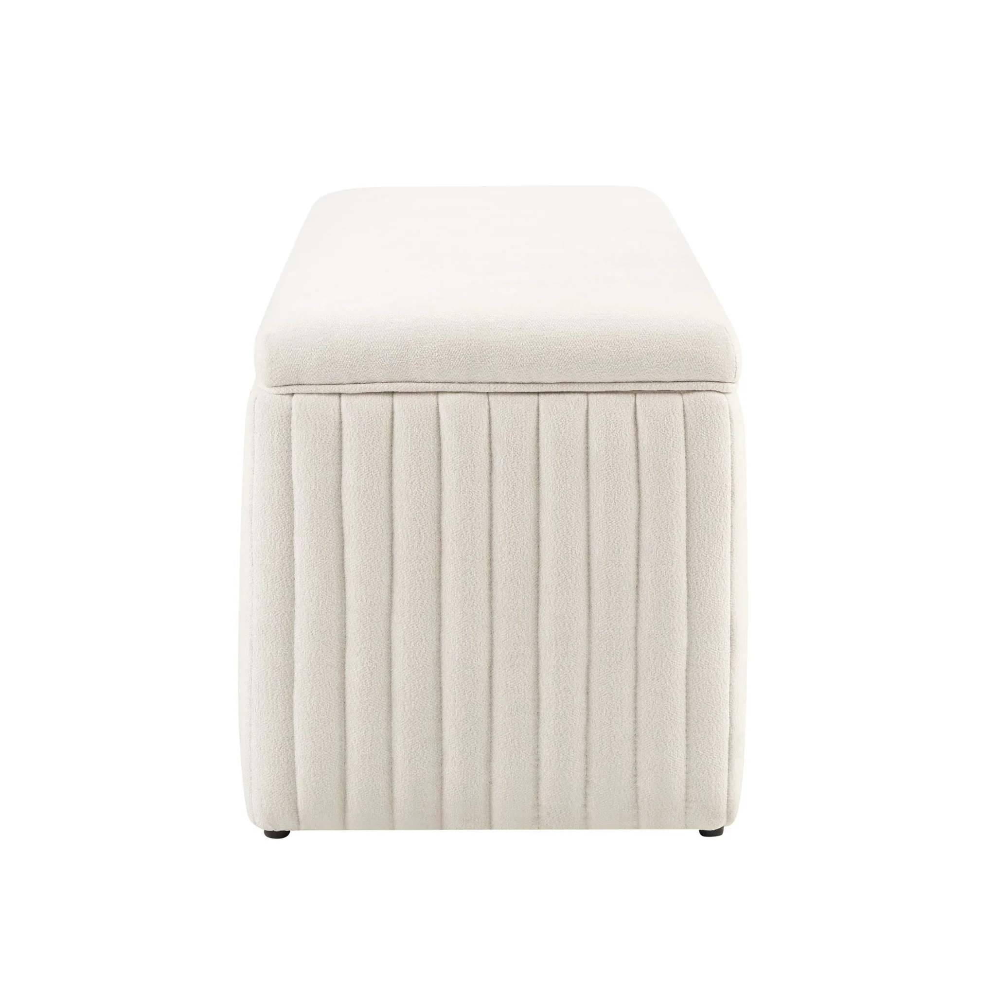 Melrose Ribbed Ottoman Storage Bench - Chenille Ivory - Image 5