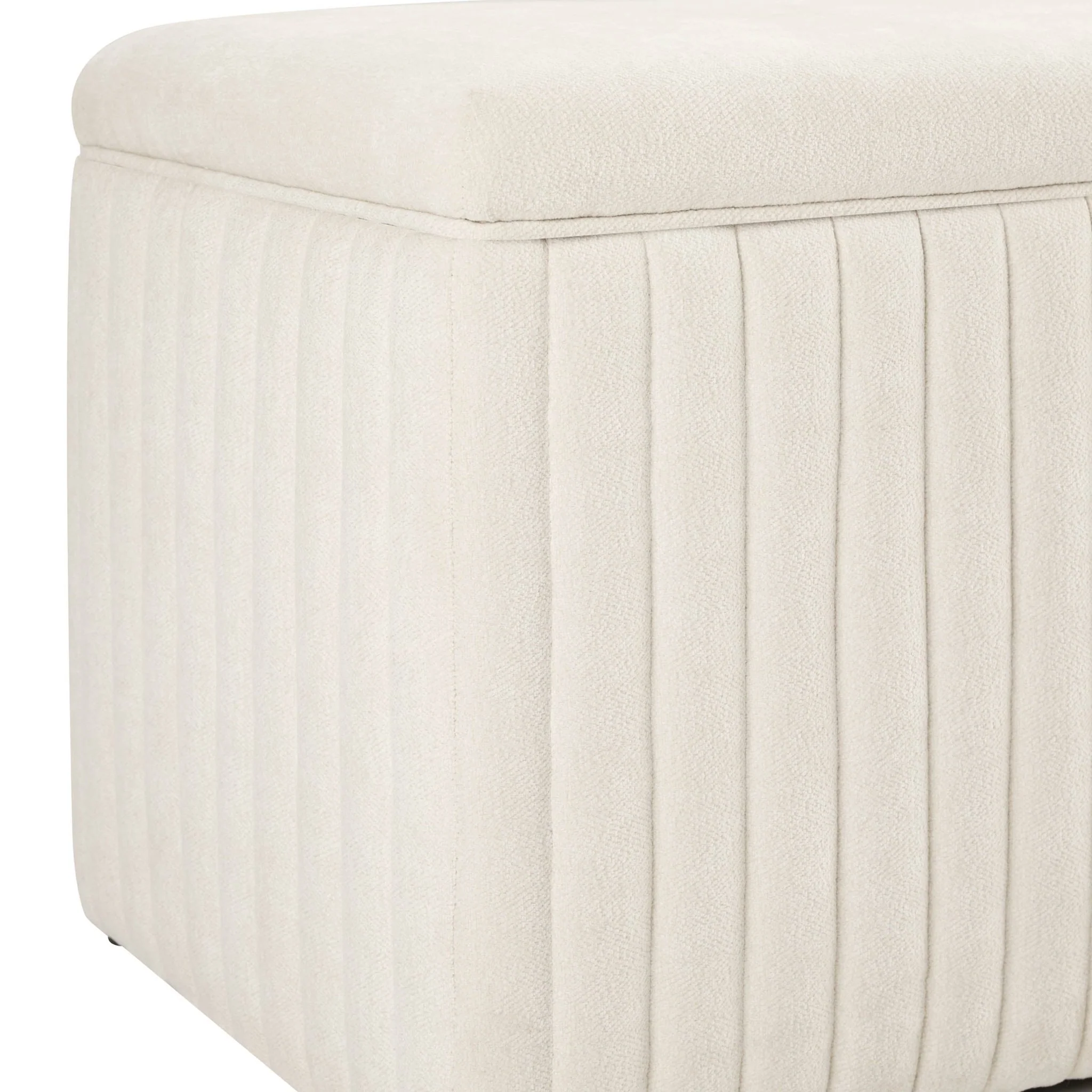 Melrose Ribbed Ottoman Storage Bench - Chenille Ivory - Image 6