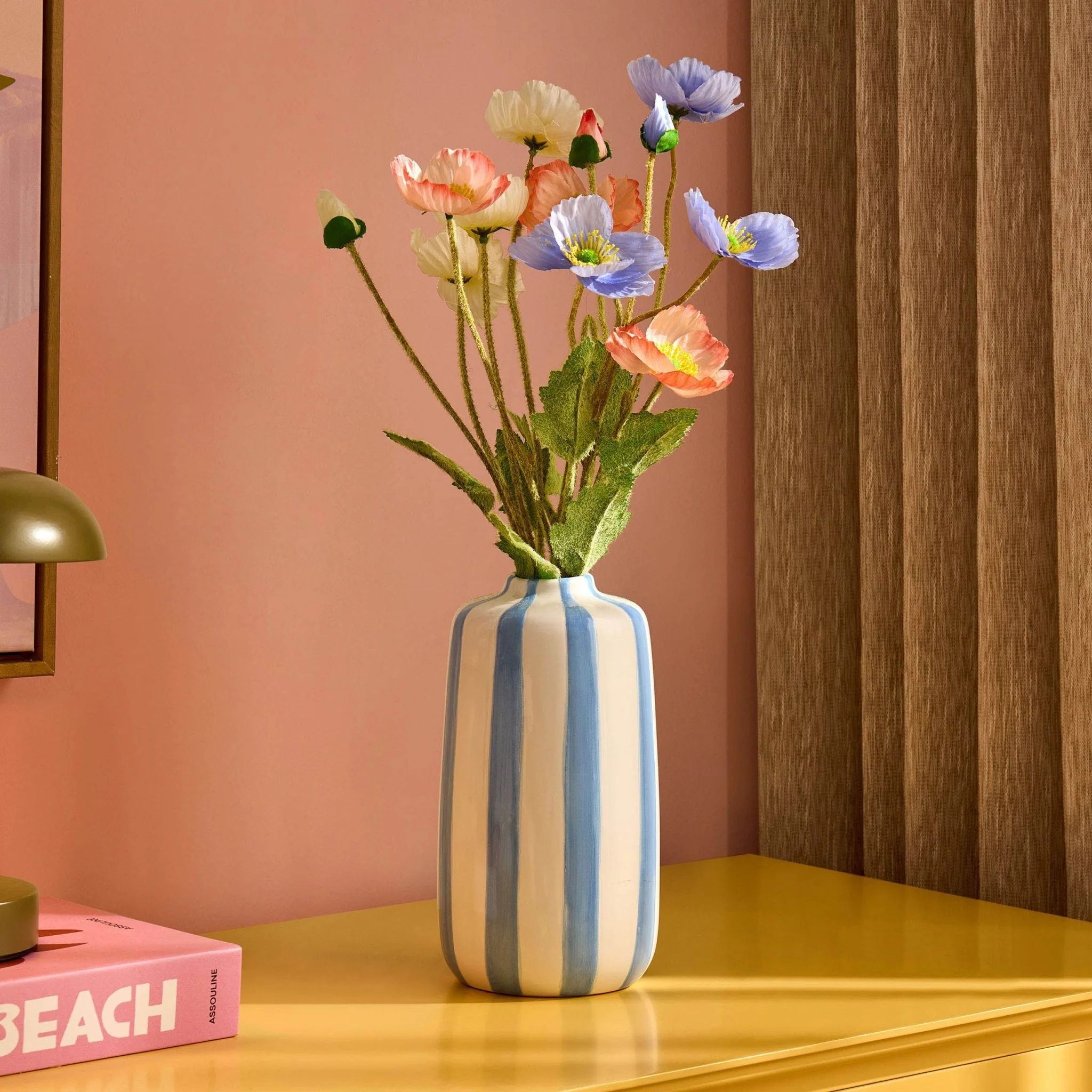 Meya Stripe Vase - Blue