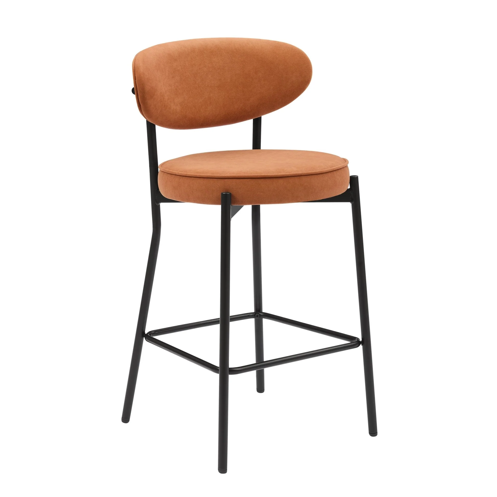 Mia Set of 2 Barstool - Matte Velvet - Burnt Orange - Image 3