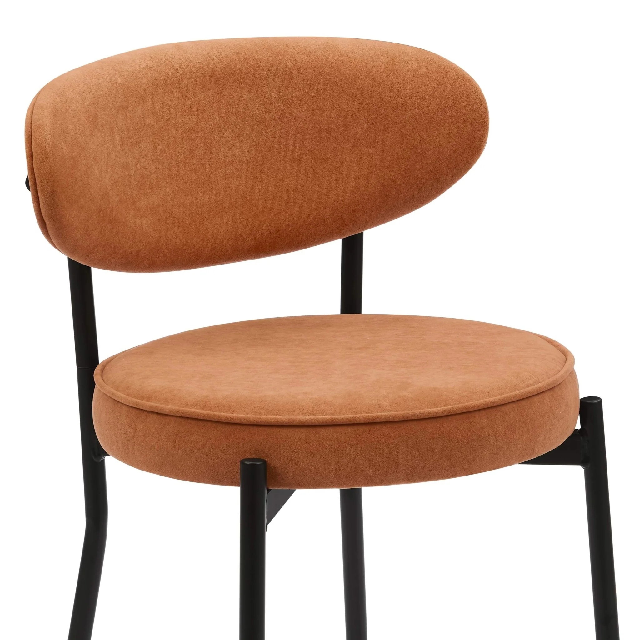 Mia Set of 2 Barstool - Matte Velvet - Burnt Orange - Image 4