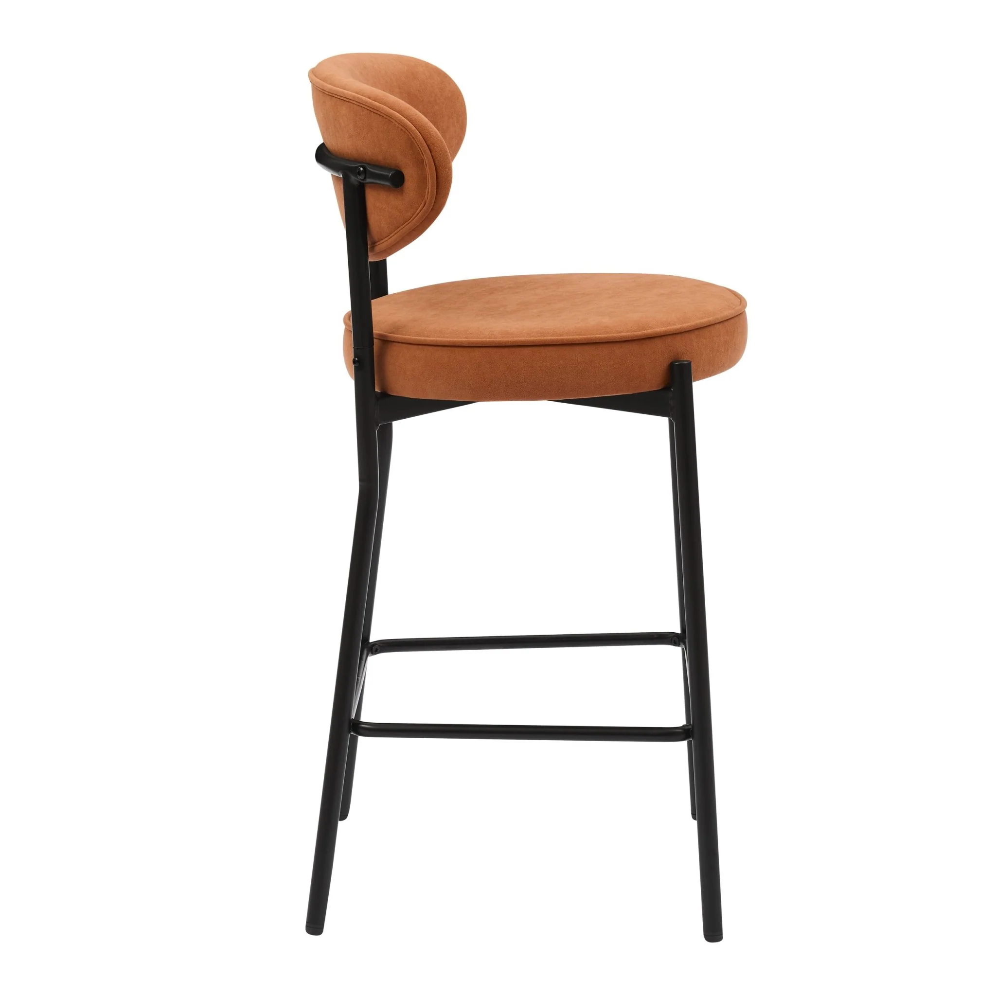 Mia Set of 2 Barstool - Matte Velvet - Burnt Orange - Image 5