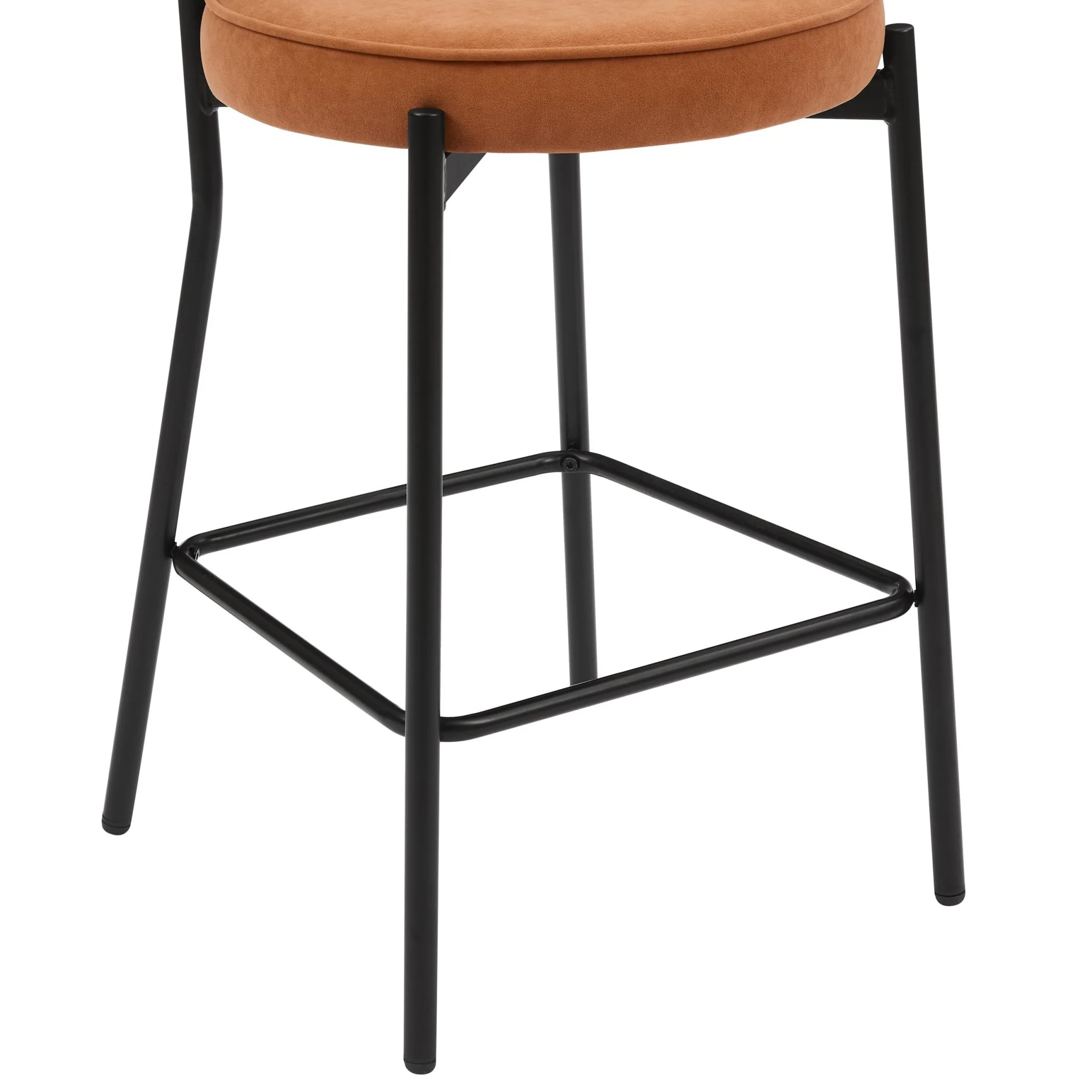 Mia Set of 2 Barstool - Matte Velvet - Burnt Orange - Image 6