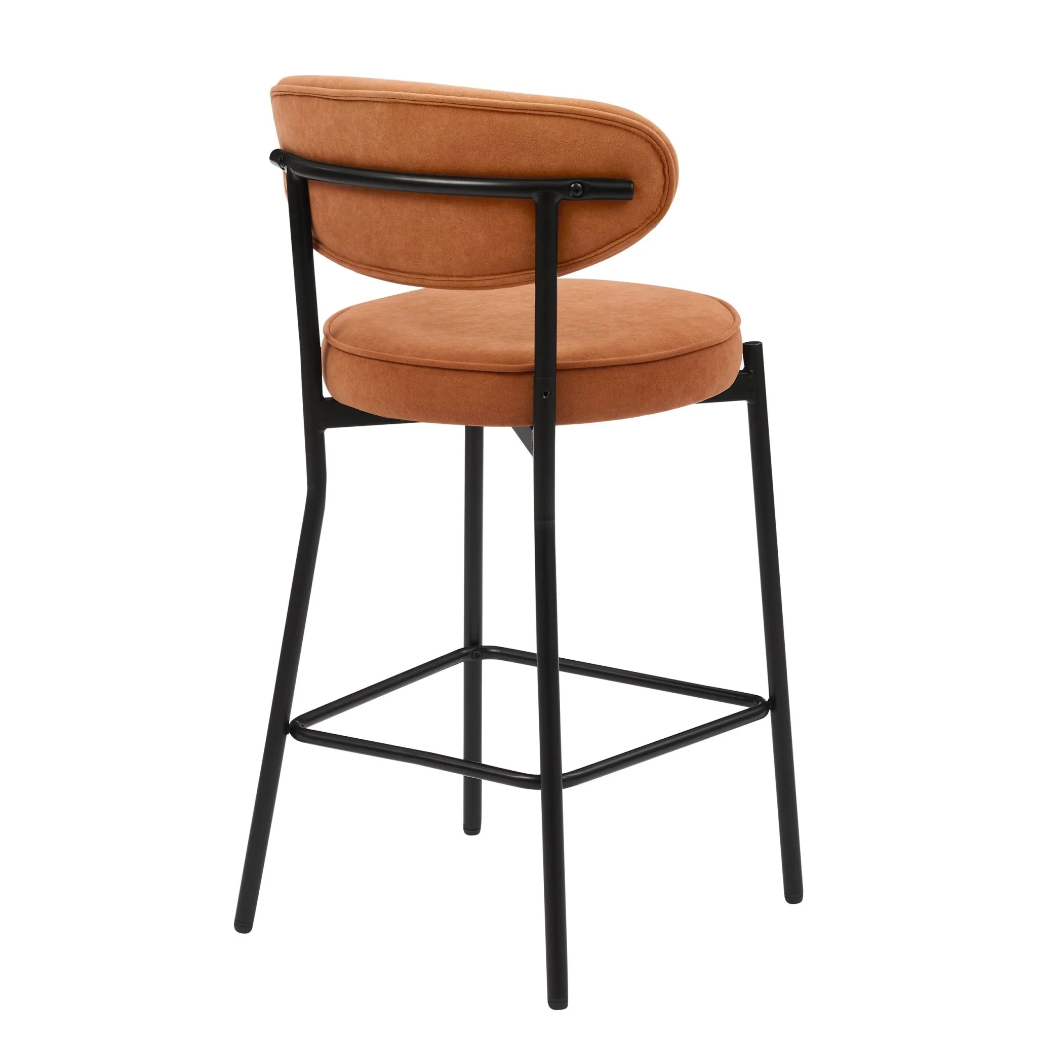 Mia Set of 2 Barstool - Matte Velvet - Burnt Orange - Image 7