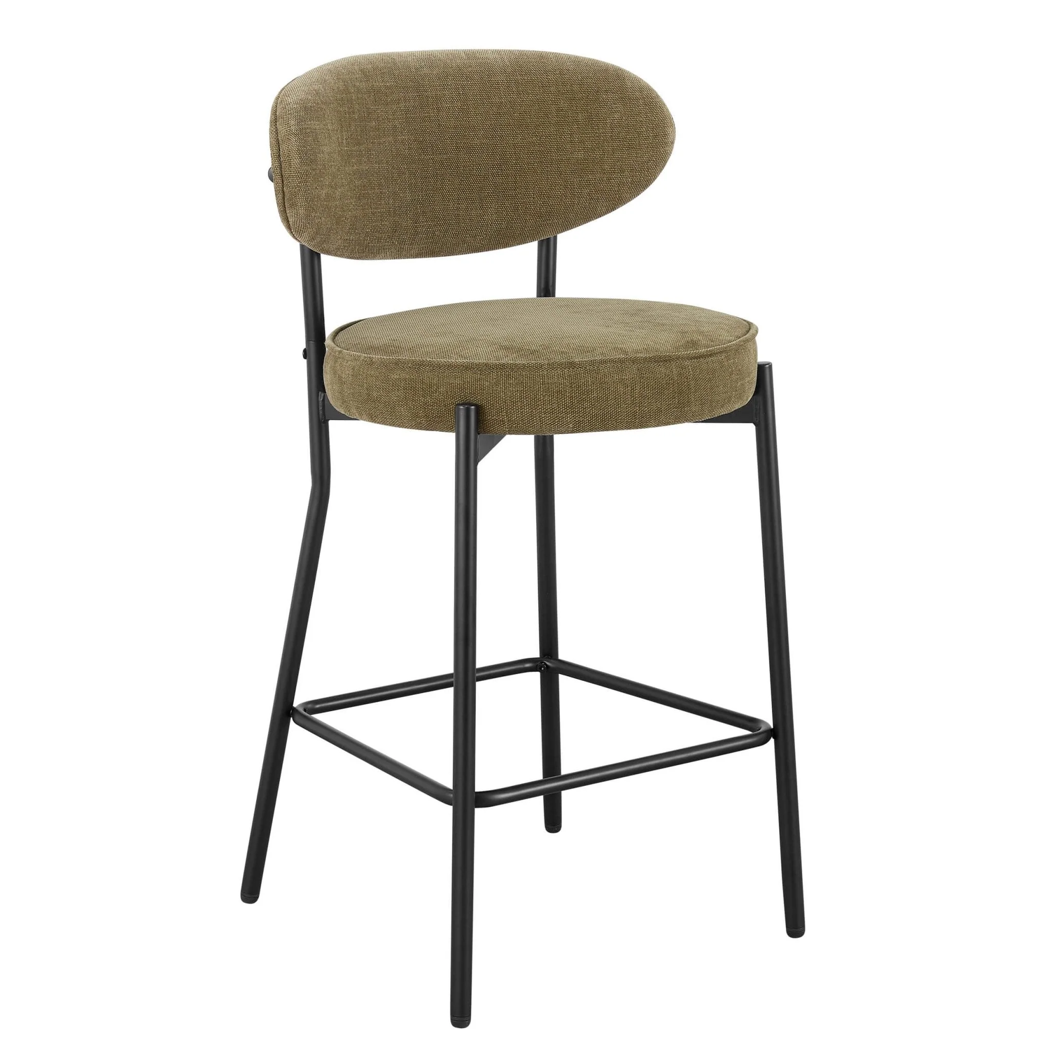Mia Set of 2 Barstools - Chenille Olive - Image 3