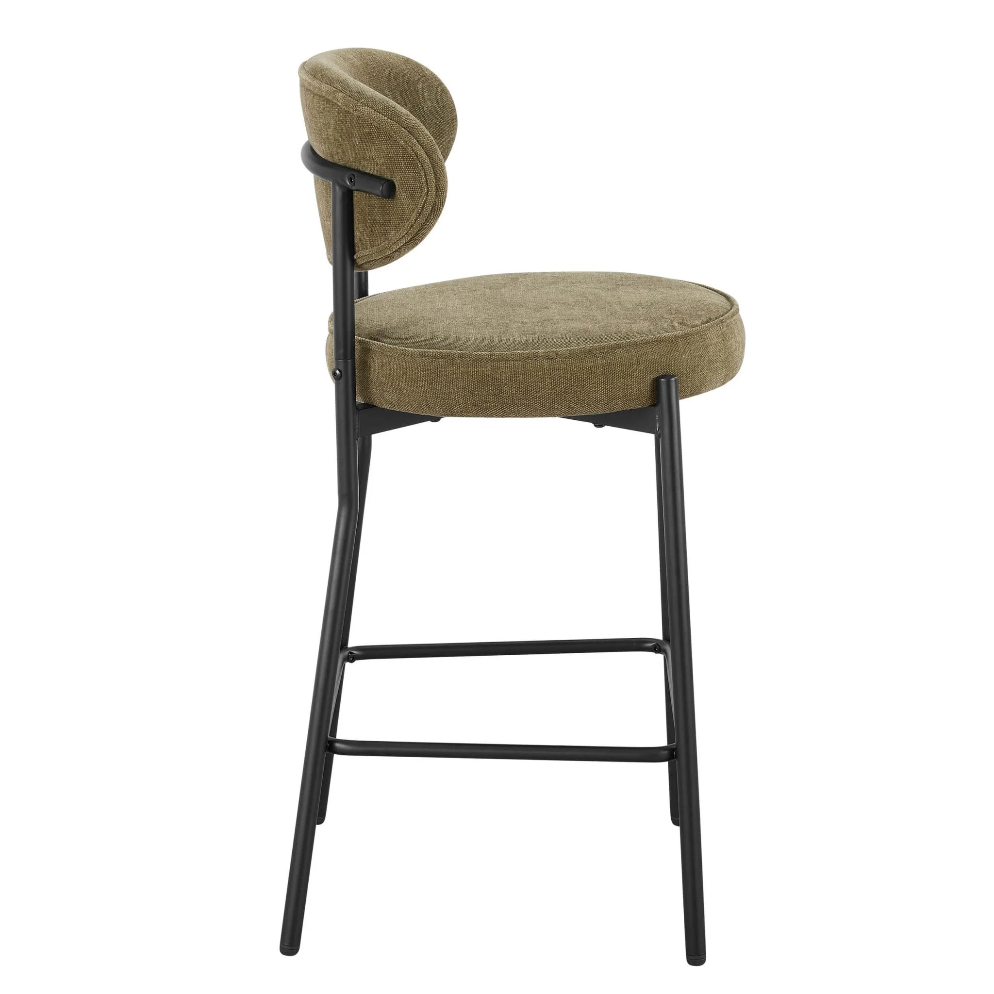 Mia Set of 2 Barstools - Chenille Olive - Image 4