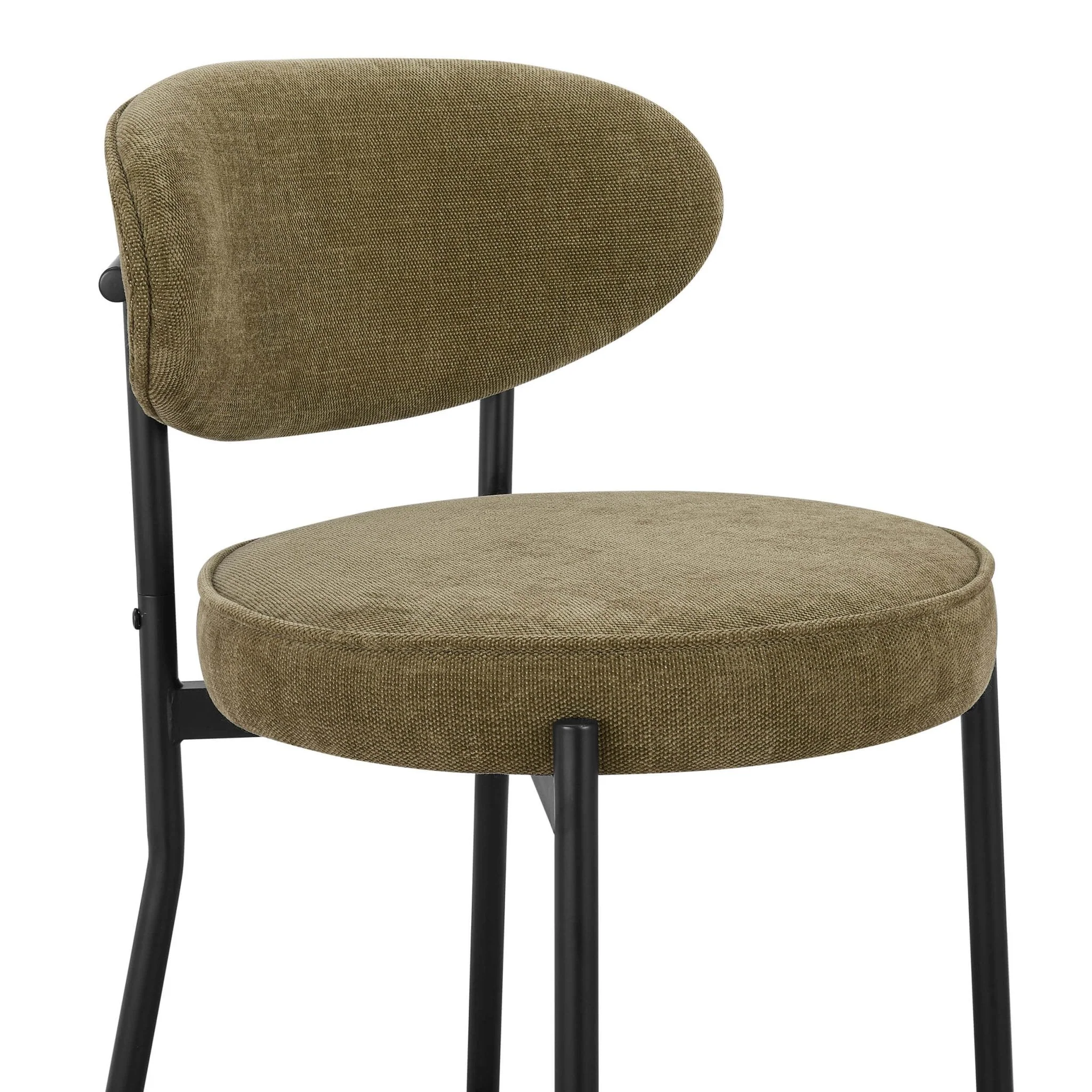 Mia Set of 2 Barstools - Chenille Olive - Image 6