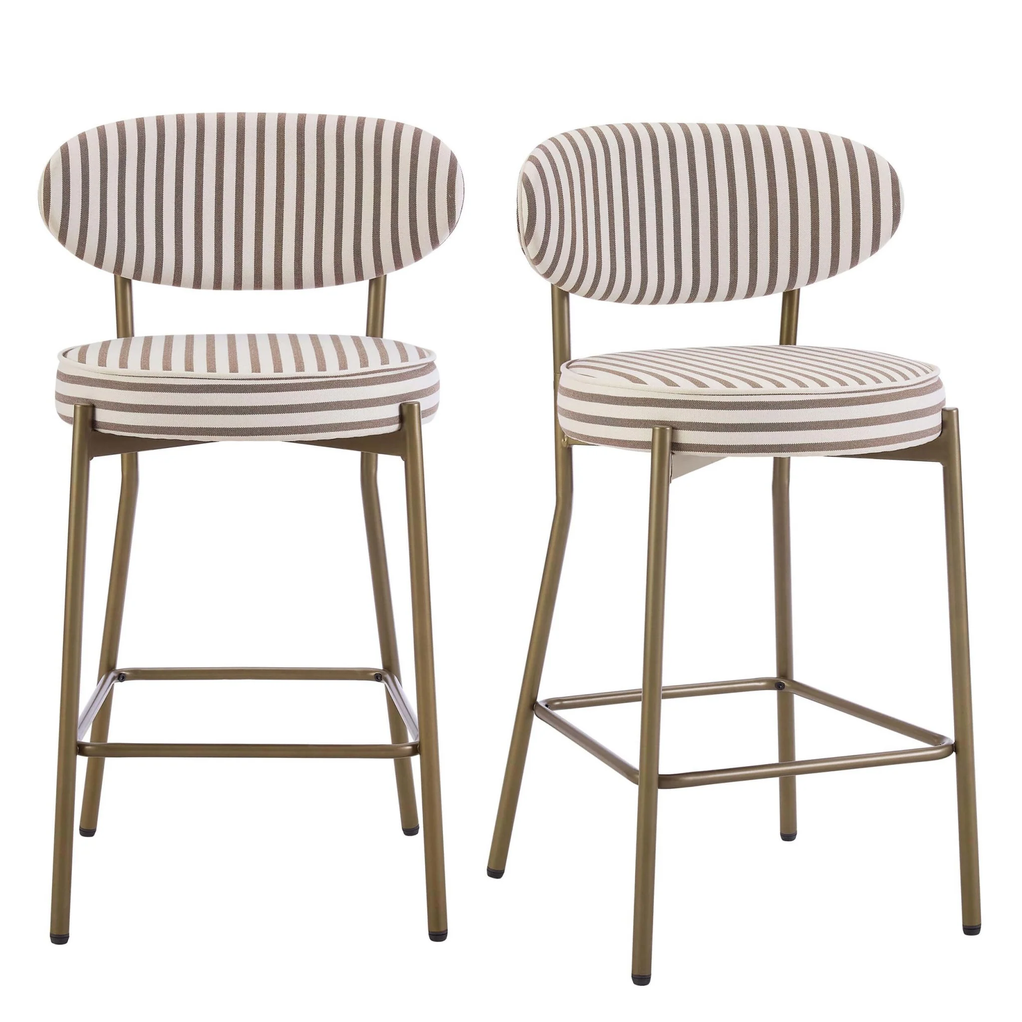 Mia Set of 2 Barstools - Chocolate Stripe - Image 2