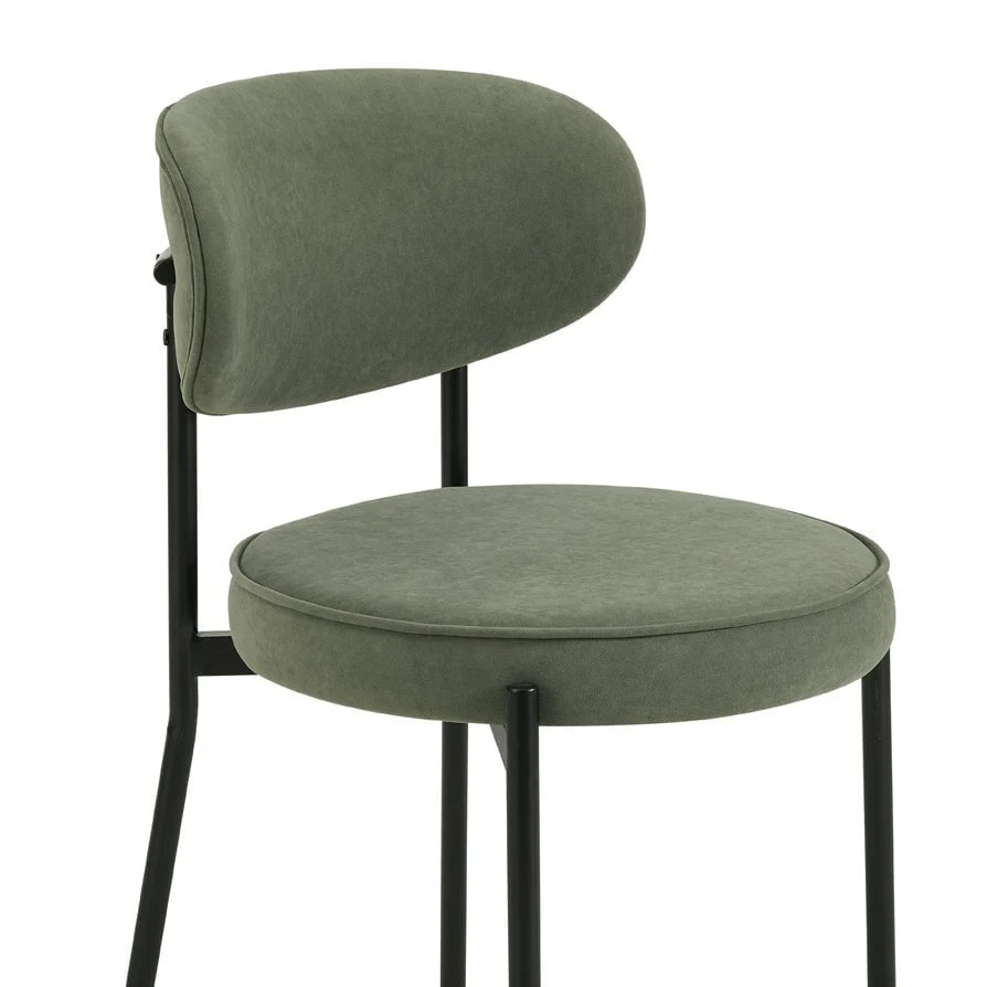 Mia Set of 2 Barstools - Matte Velvet - Sage Green - Image 4