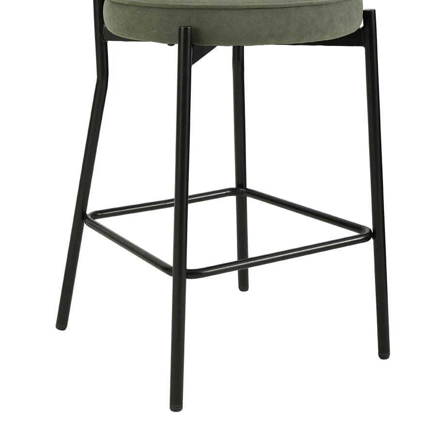 Mia Set of 2 Barstools - Matte Velvet - Sage Green - Image 5