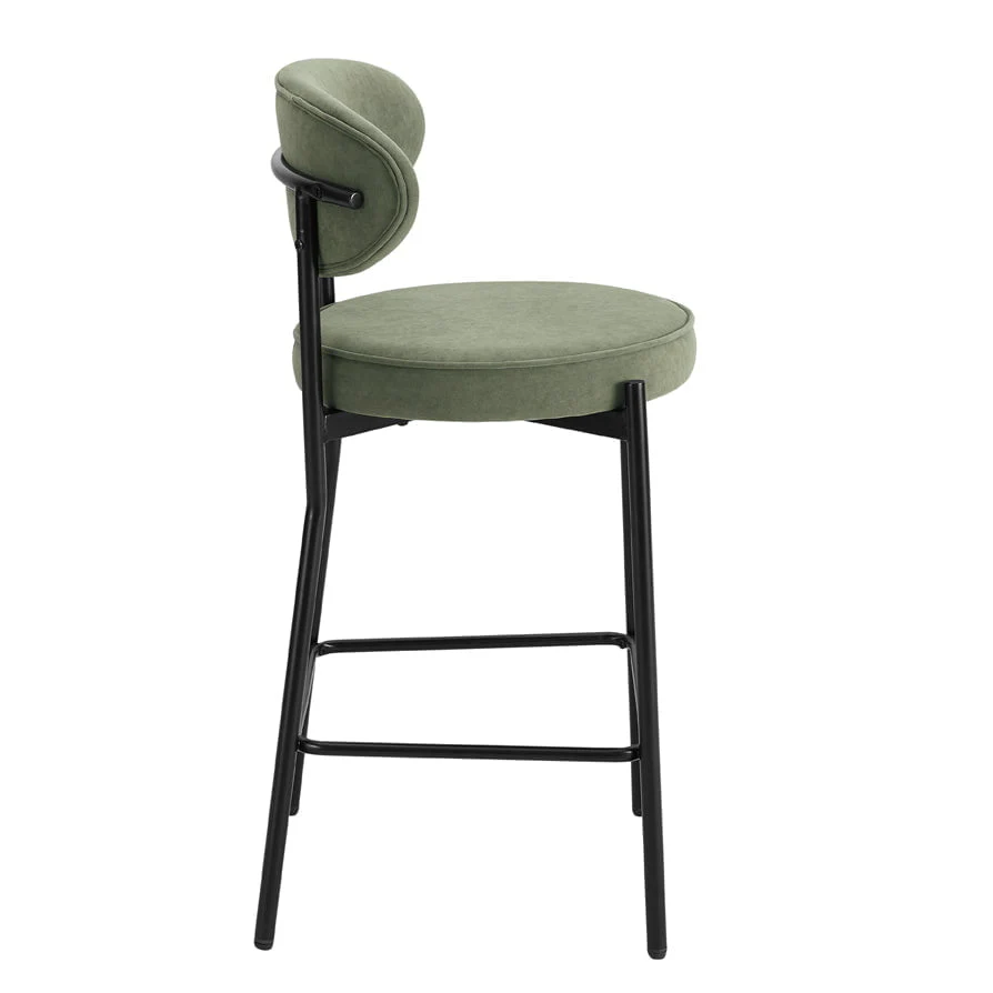 Mia Set of 2 Barstools - Matte Velvet - Sage Green - Image 6