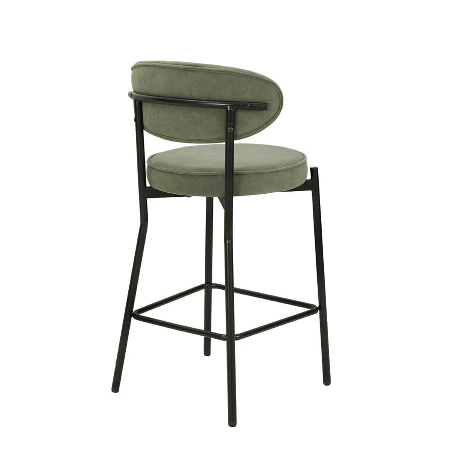 Mia Set of 2 Barstools - Matte Velvet - Sage Green - Image 7