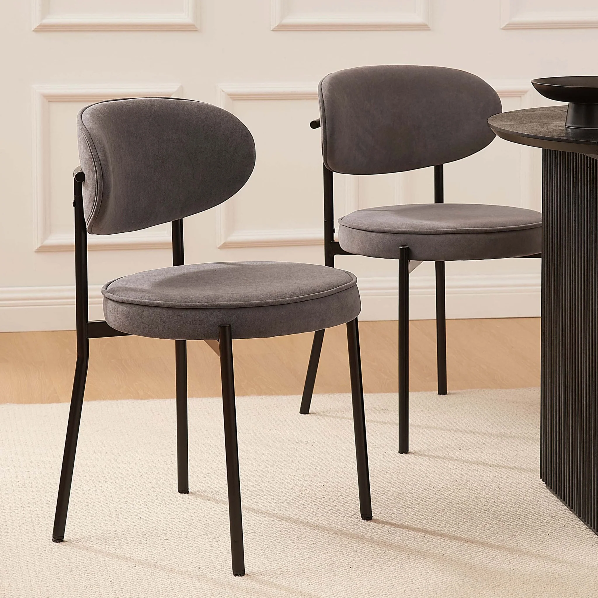 Mia Set of 2 Barstools - Matte Velvet - Taupe - Image 2