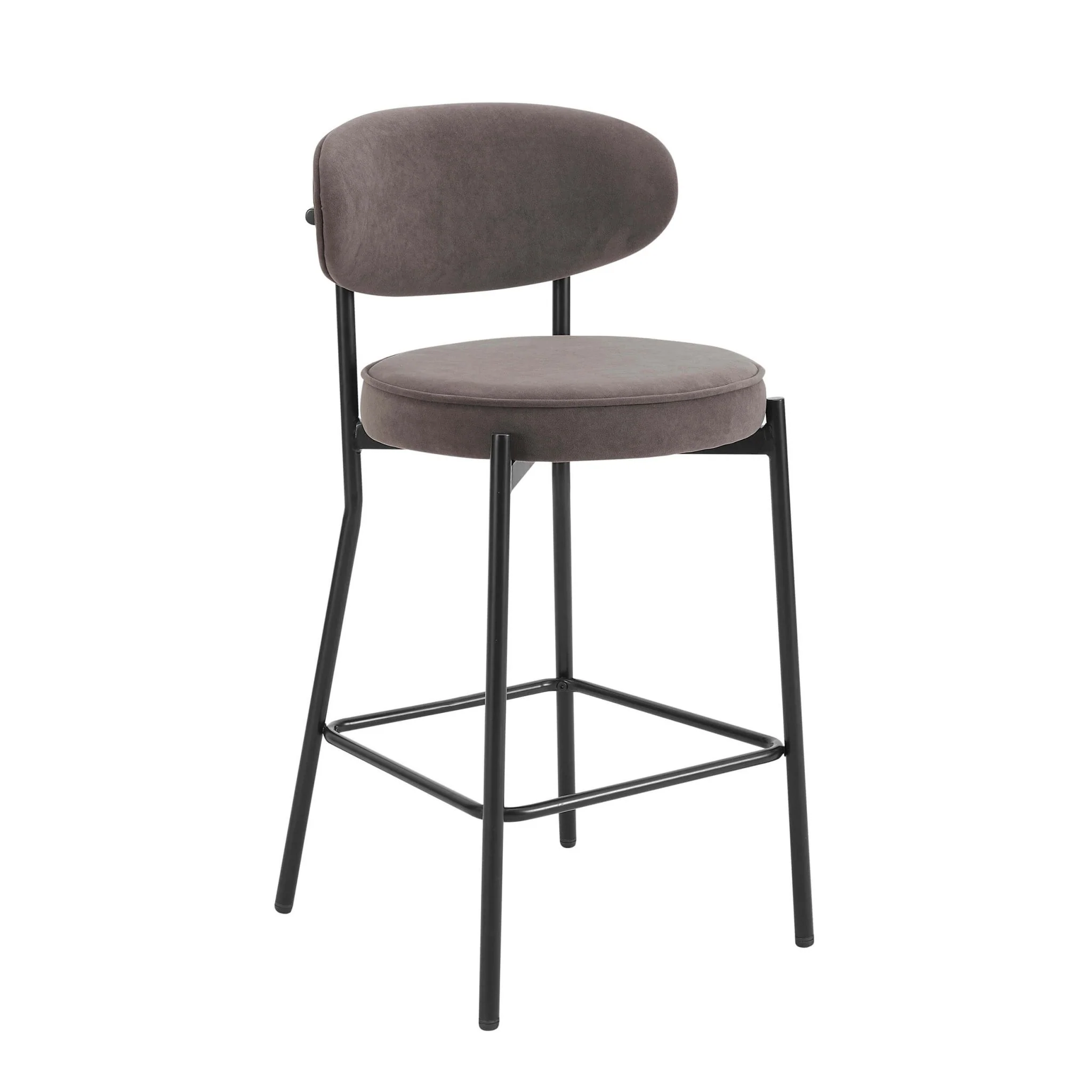 Mia Set of 2 Barstools - Matte Velvet - Taupe - Image 3