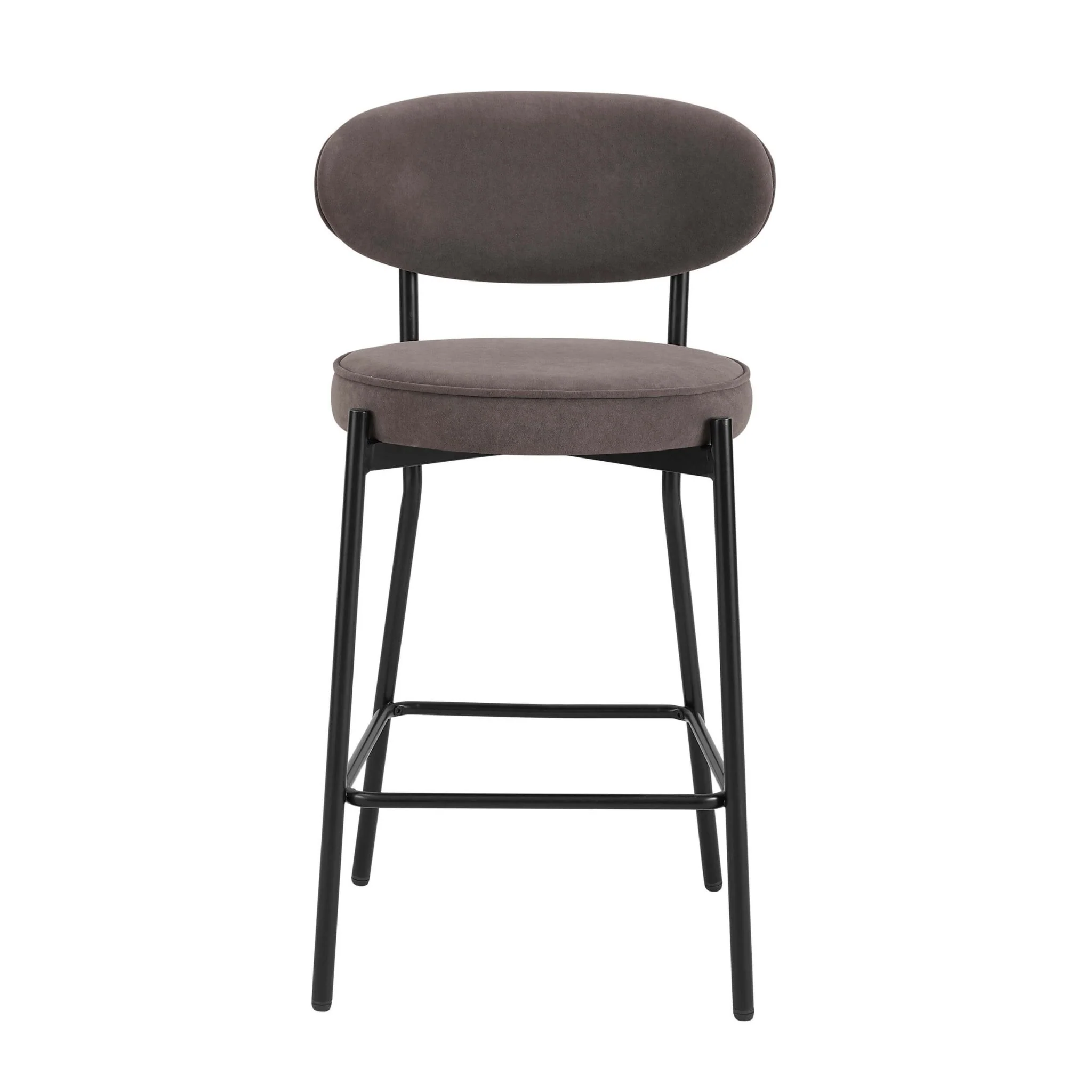 Mia Set of 2 Barstools - Matte Velvet - Taupe - Image 4