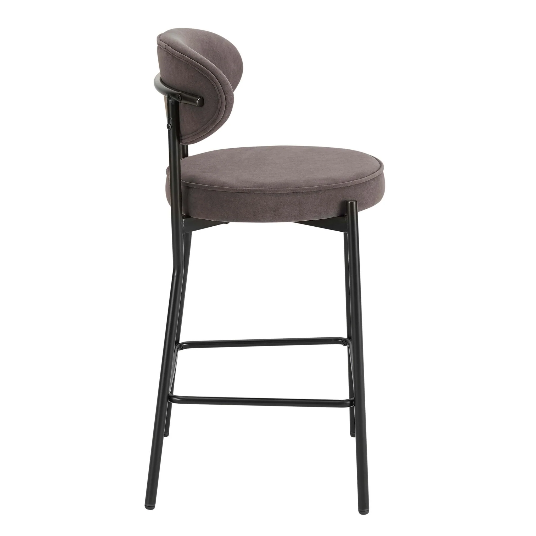 Mia Set of 2 Barstools - Matte Velvet - Taupe - Image 5