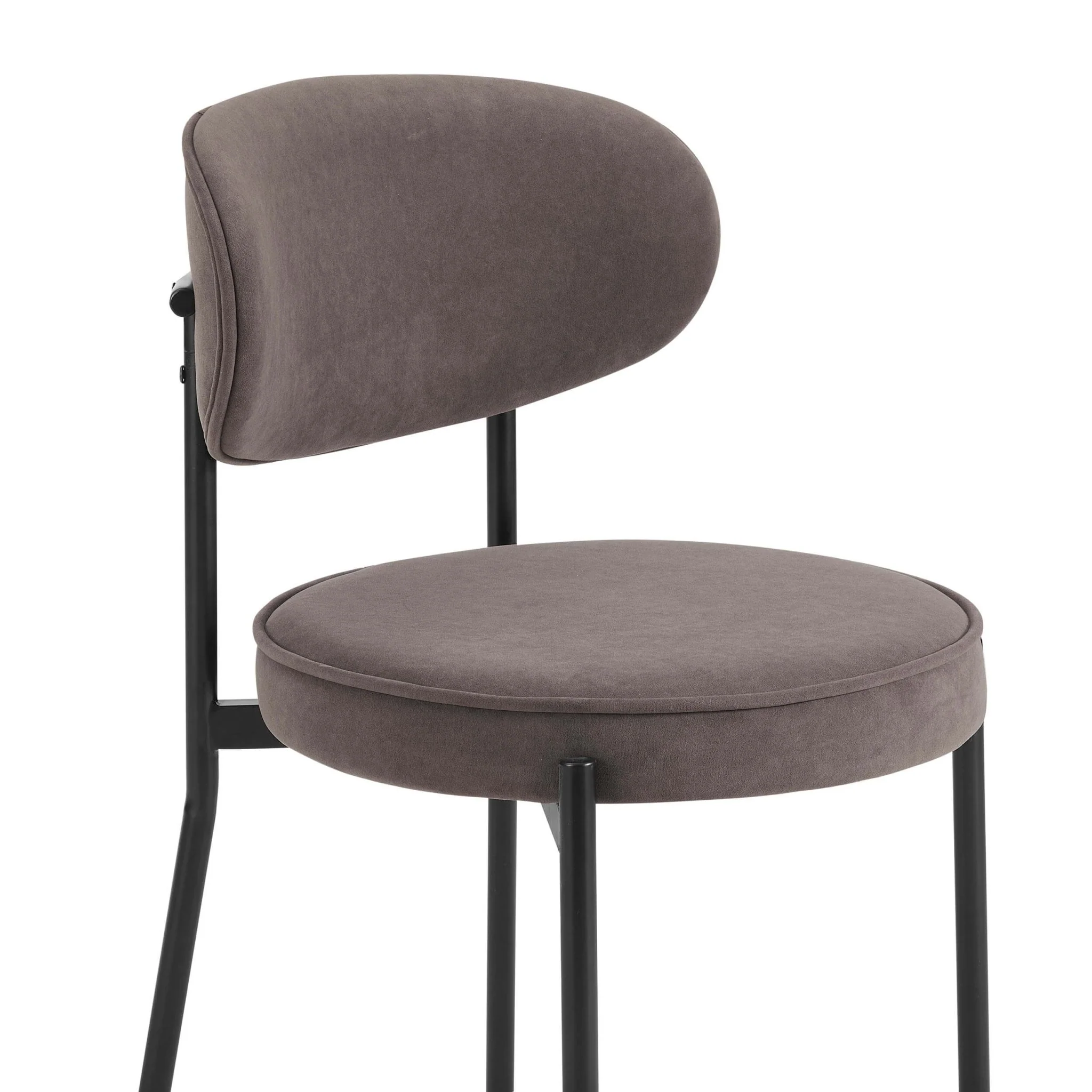 Mia Set of 2 Barstools - Matte Velvet - Taupe - Image 8