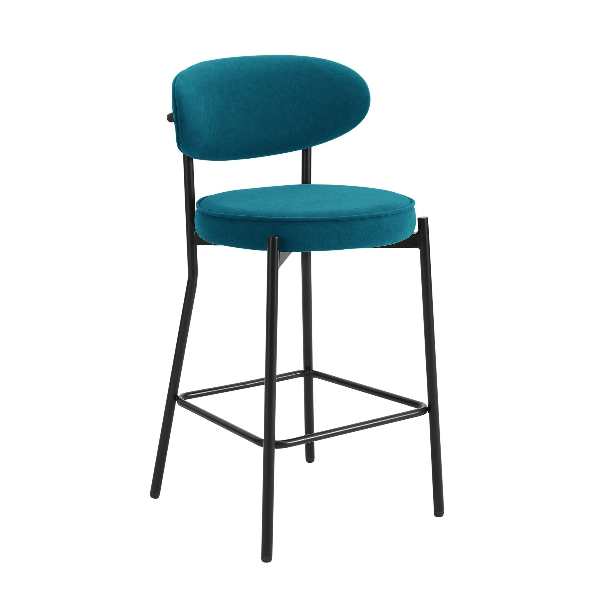 Mia Set of 2 Barstools - Matte Velvet - Teal - Image 2