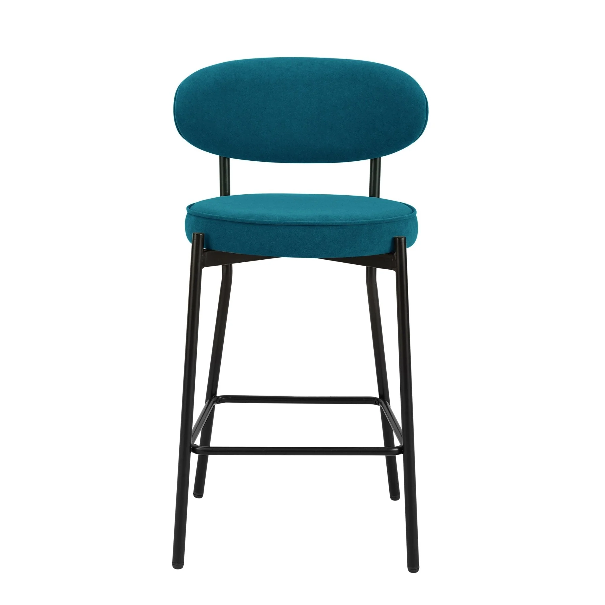 Mia Set of 2 Barstools - Matte Velvet - Teal - Image 3