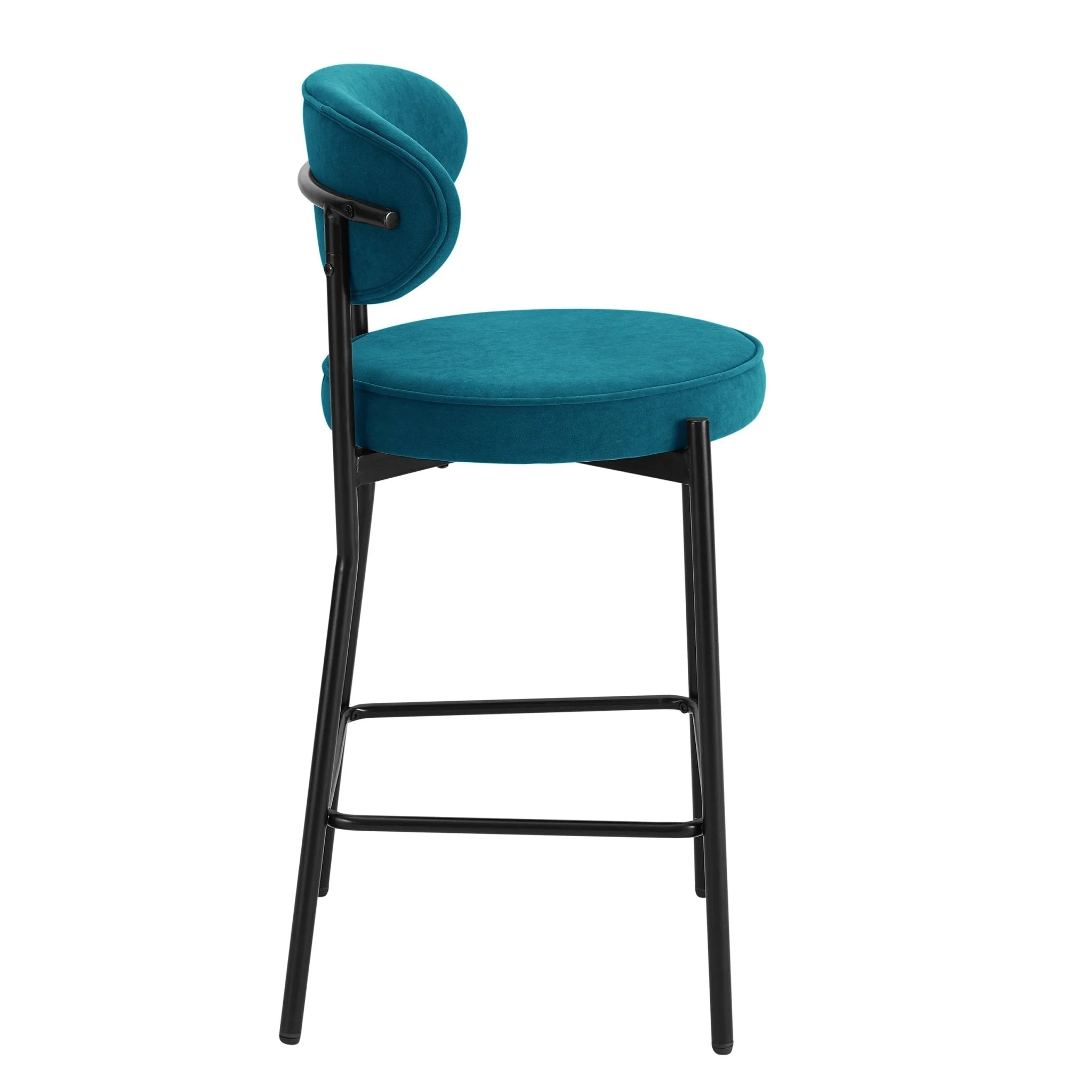 Mia Set of 2 Barstools - Matte Velvet - Teal - Image 4