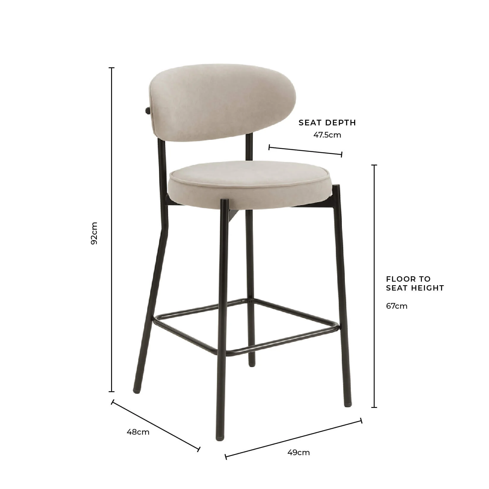 Mia Set of 2 Barstools - Matte Velvet - Sage Green - Image 8