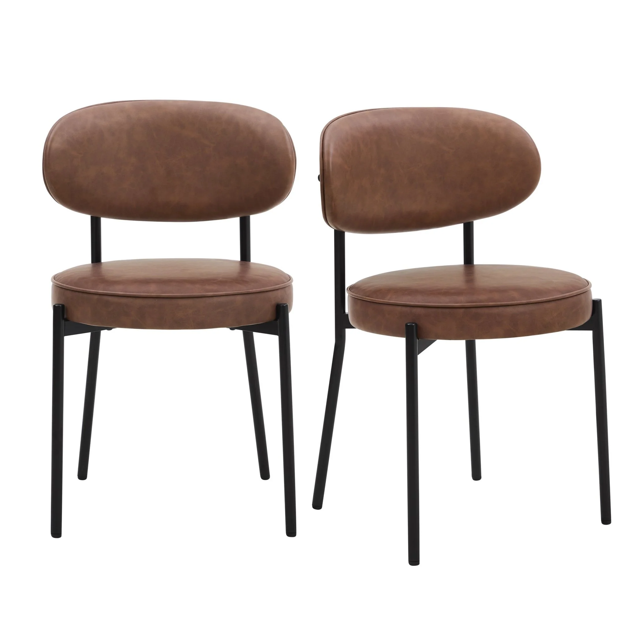 Mia Set of 2 Dining Chair - Faux Leather Tan - Image 2