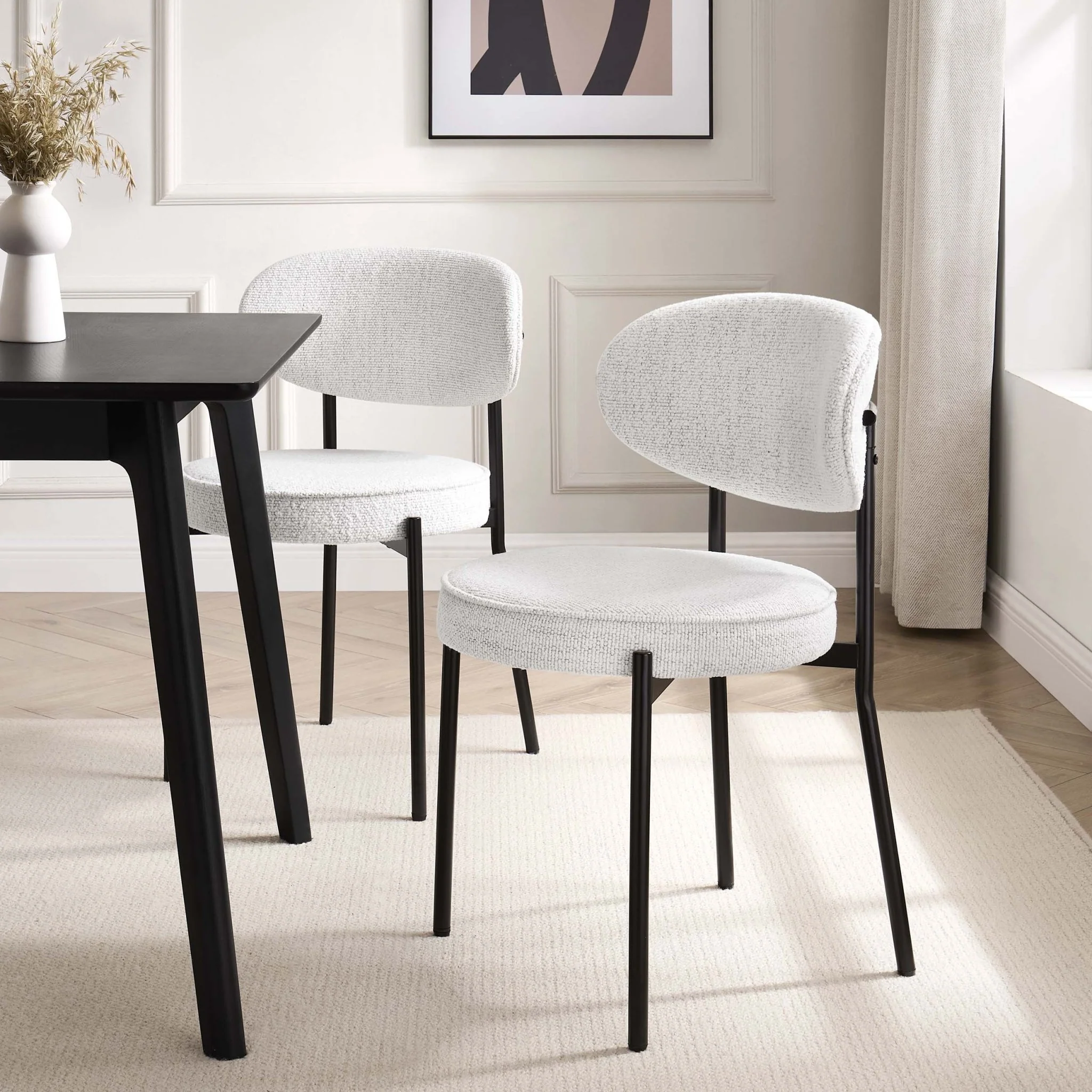 Mia Set of 2 Dining Chair - Ivory Boucle