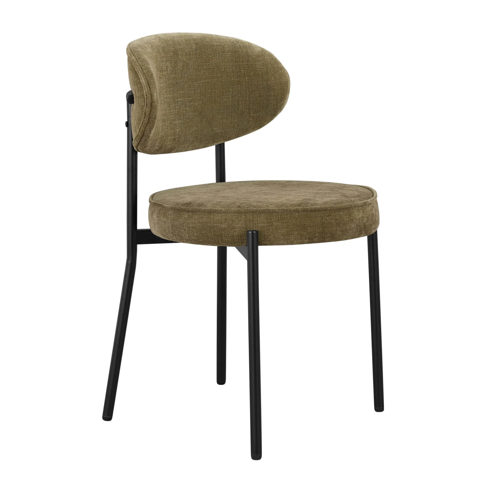 Mia Set of 2 Dining Chairs - Chenille Olive - Image 4