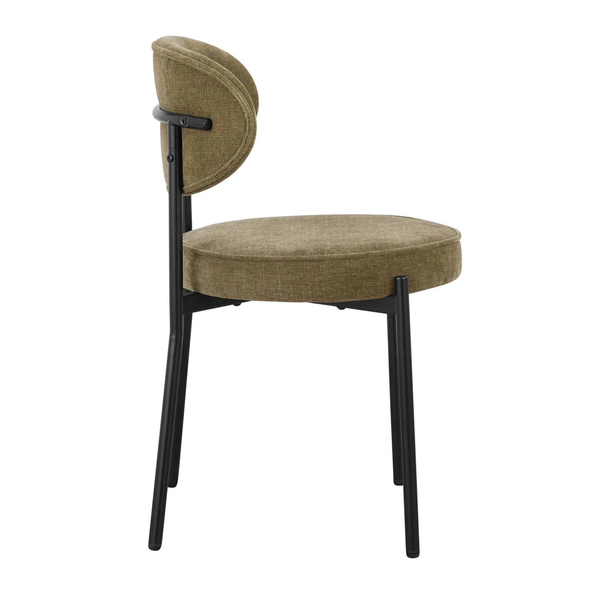 Mia Set of 2 Dining Chairs - Chenille Olive - Image 5