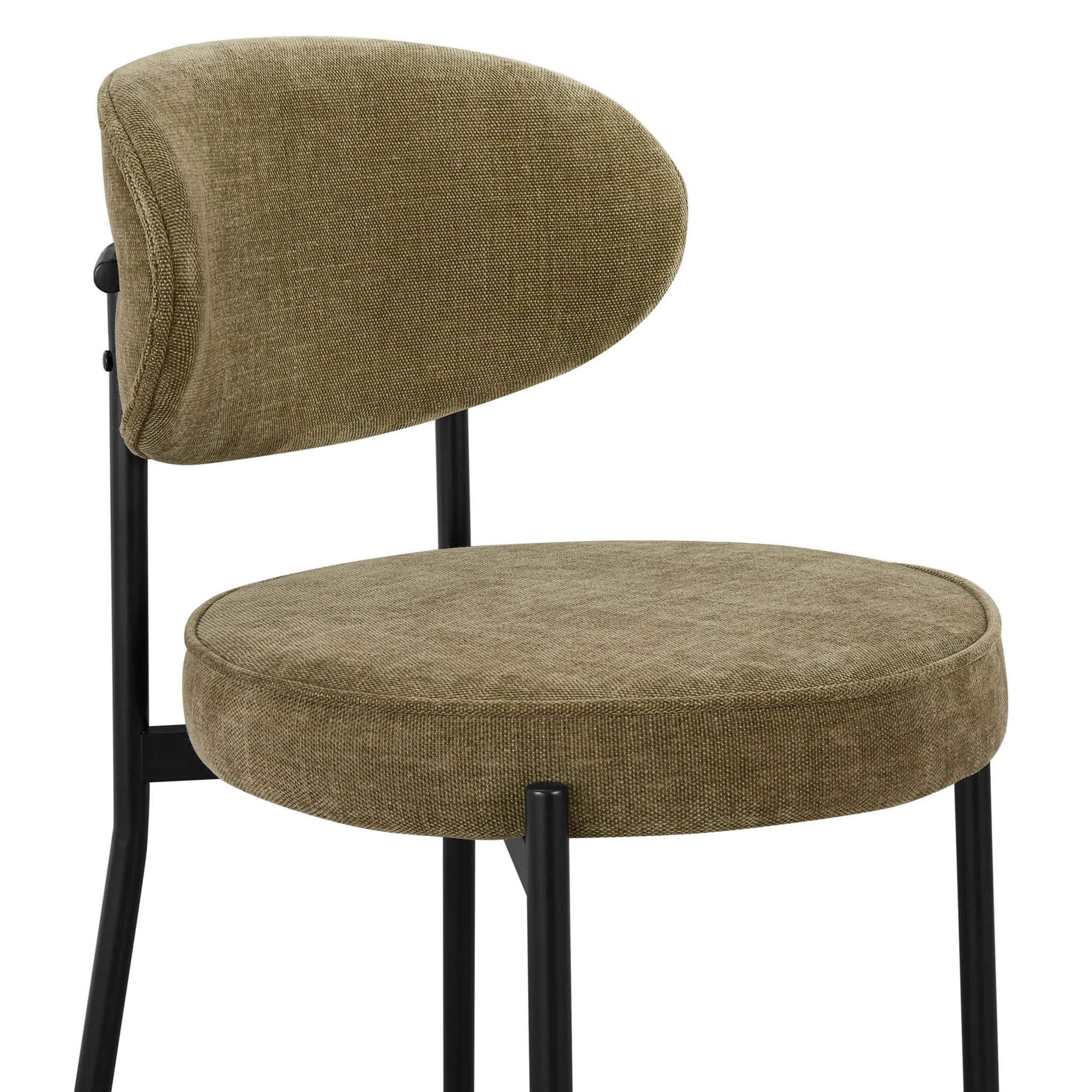 Mia Set of 2 Dining Chairs - Chenille Olive - Image 7