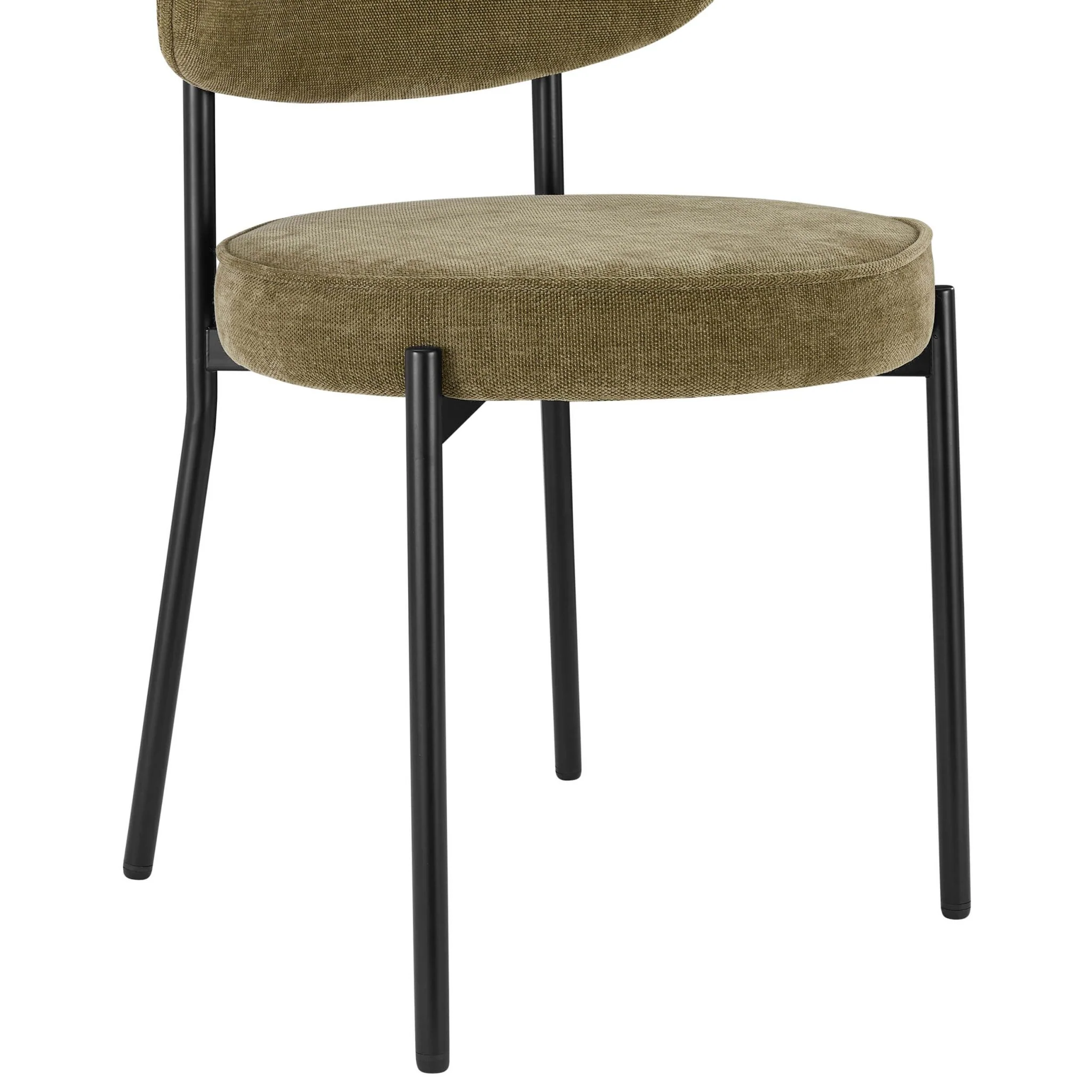 Mia Set of 2 Dining Chairs - Chenille Olive - Image 8