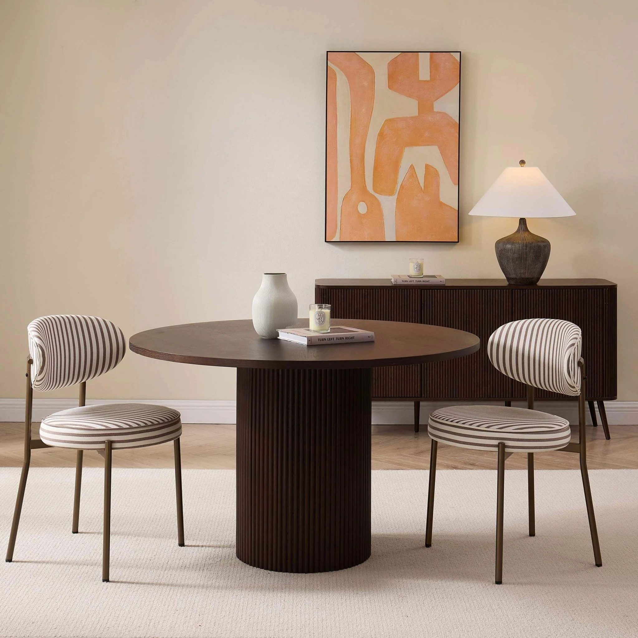 Mia Set of 2 Dining Chairs - Chocolate Stripe
