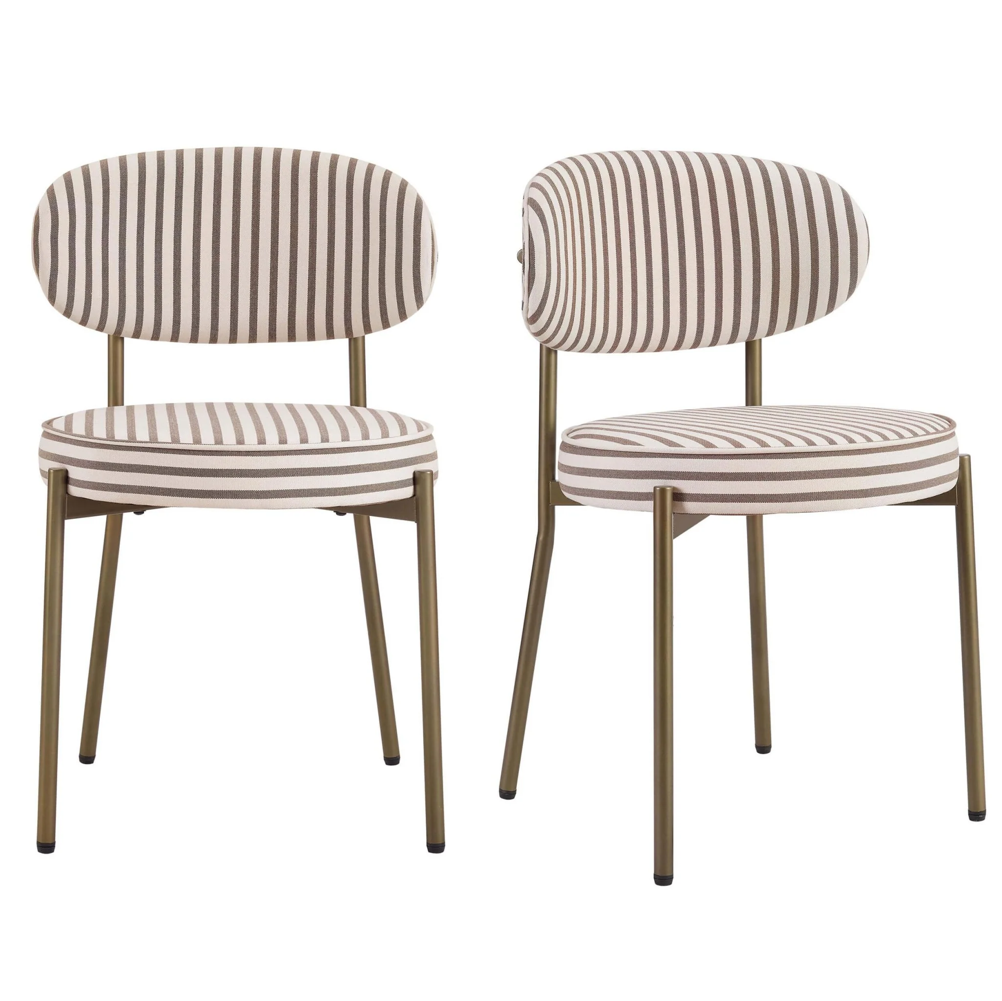 Mia Set of 2 Dining Chairs - Chocolate Stripe - Image 3