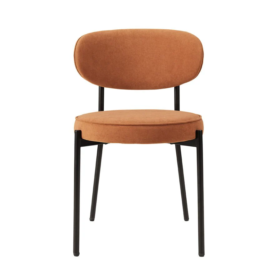 Mia Set of 2 Dining Chairs - Matte Velvet - Burnt Orange - Image 2