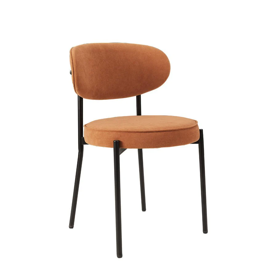 Mia Set of 2 Dining Chairs - Matte Velvet - Burnt Orange - Image 4