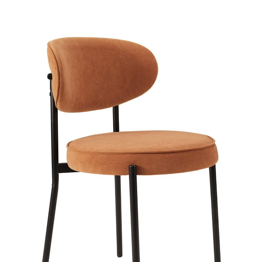 Mia Set of 2 Dining Chairs - Matte Velvet - Burnt Orange - Image 5