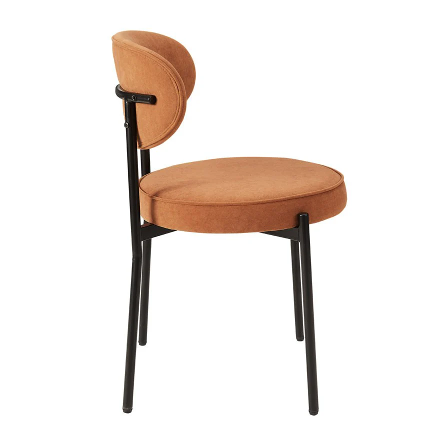 Mia Set of 2 Dining Chairs - Matte Velvet - Burnt Orange - Image 6