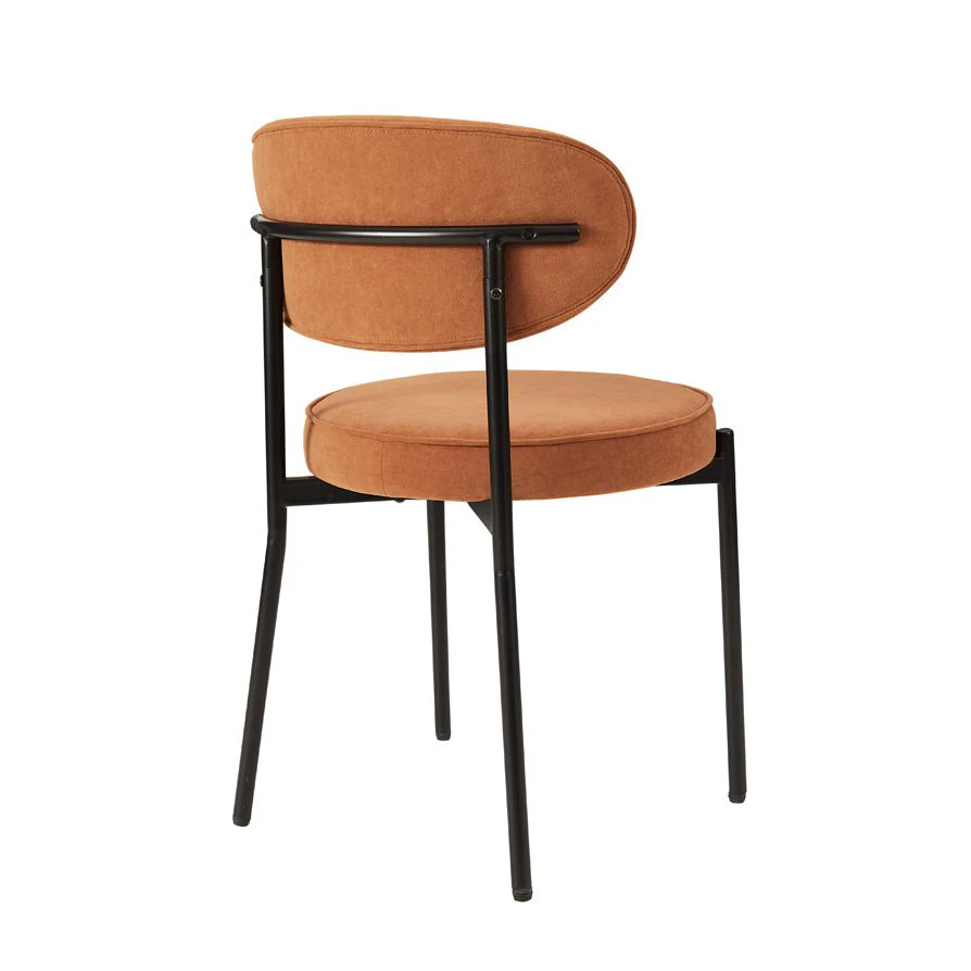 Mia Set of 2 Dining Chairs - Matte Velvet - Burnt Orange - Image 7