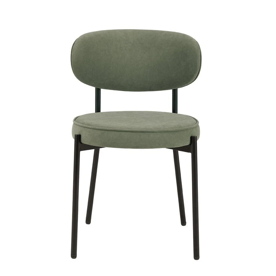 Mia Set of 2 Dining Chairs - Matte Velvet - Sage Green - Image 3