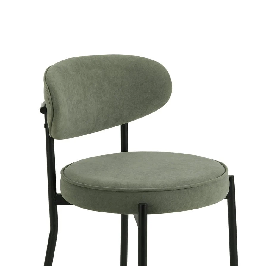 Mia Set of 2 Dining Chairs - Matte Velvet - Sage Green - Image 4