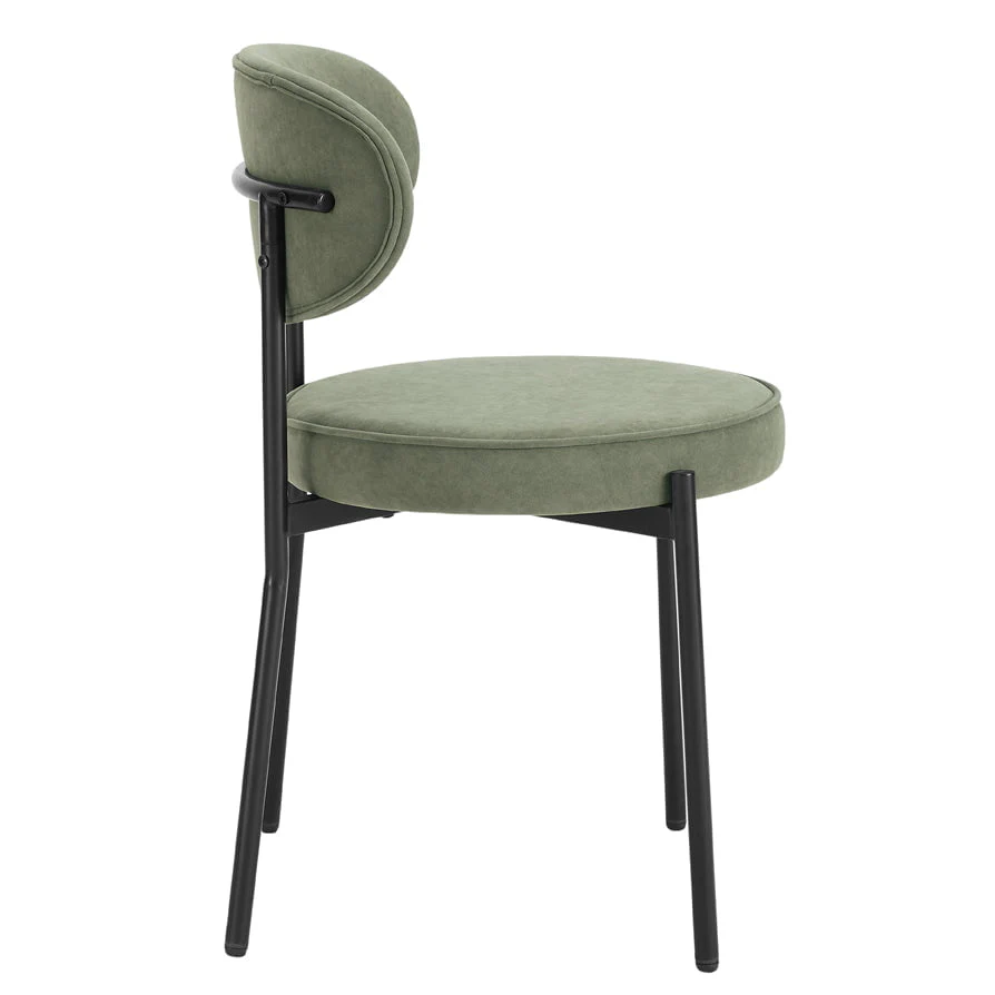 Mia Set of 2 Dining Chairs - Matte Velvet - Sage Green - Image 6